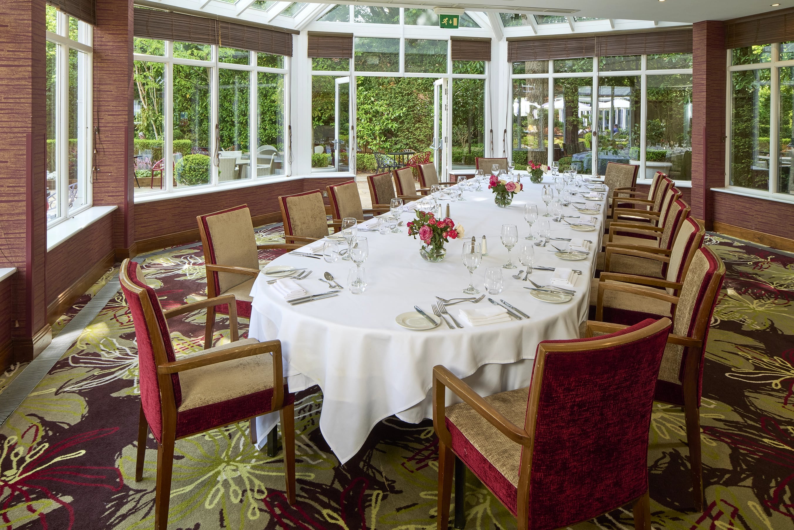 Garden Room at The Bull Hotel, elegant meeting space with natural light for corporate events.