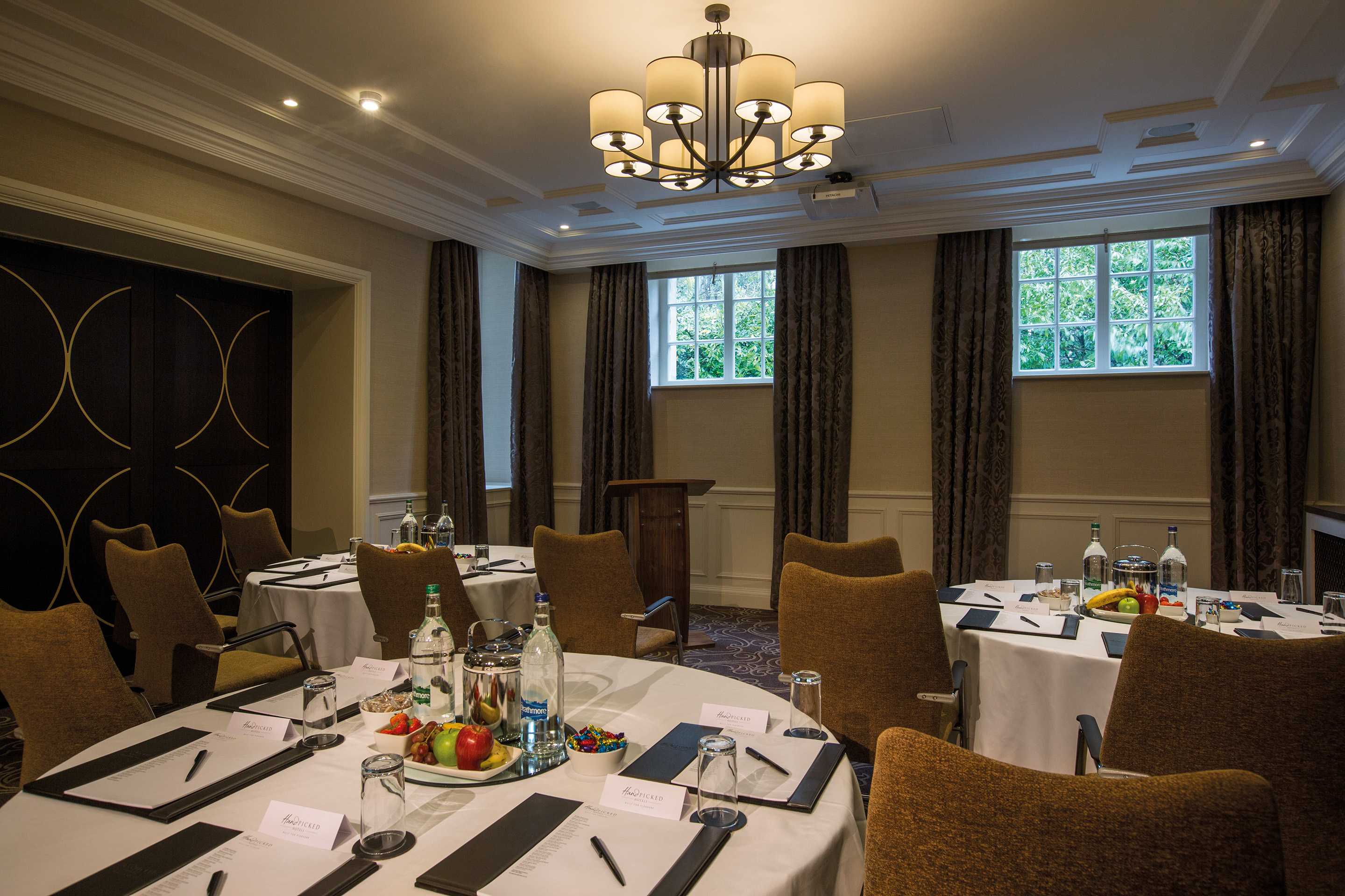 Meeting room at Crathorne Hall Hotel, ideal for workshops and conferences.