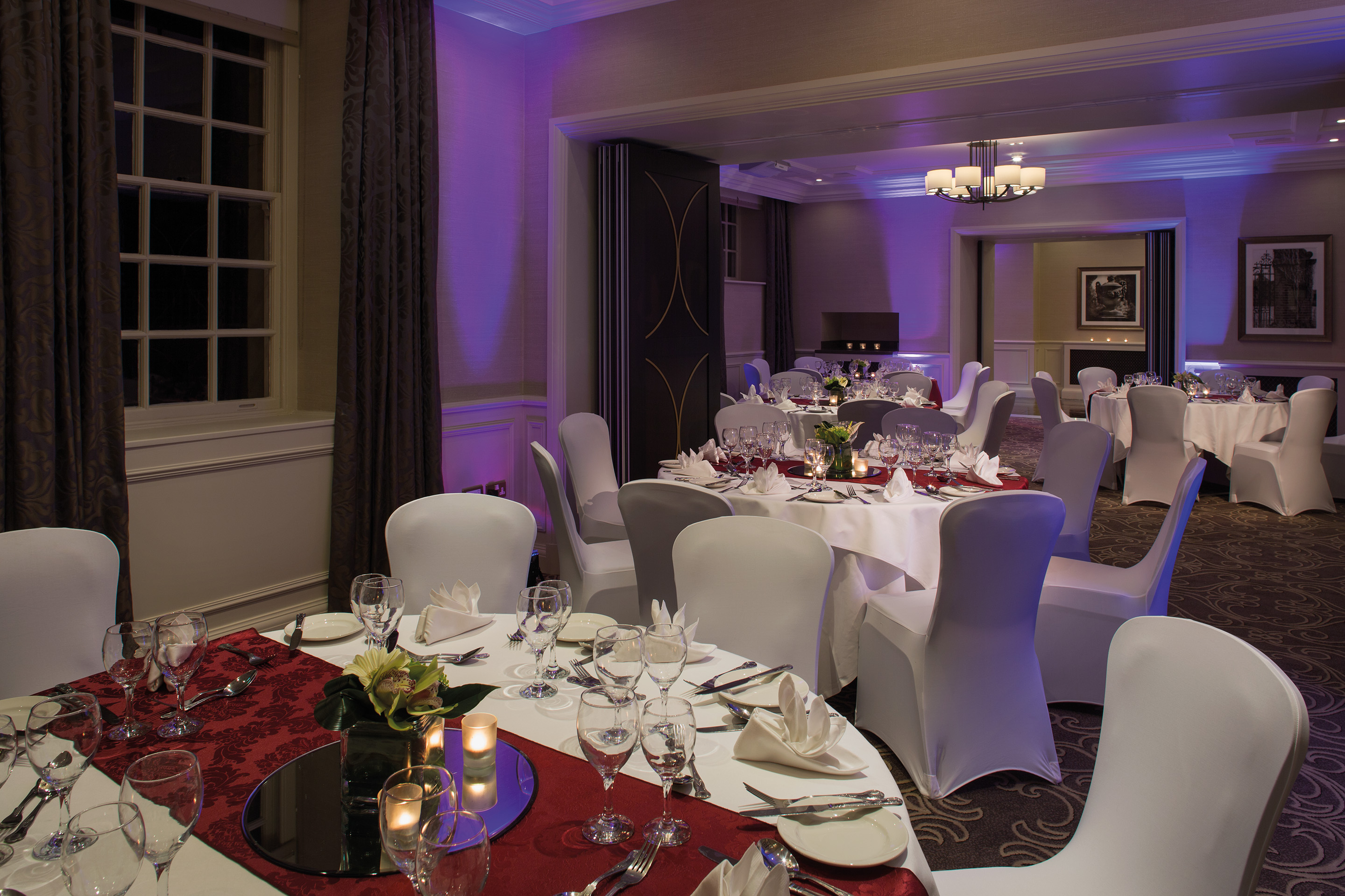 Elegant banquet room at Crathorne Hall Hotel, ideal for events and celebrations.