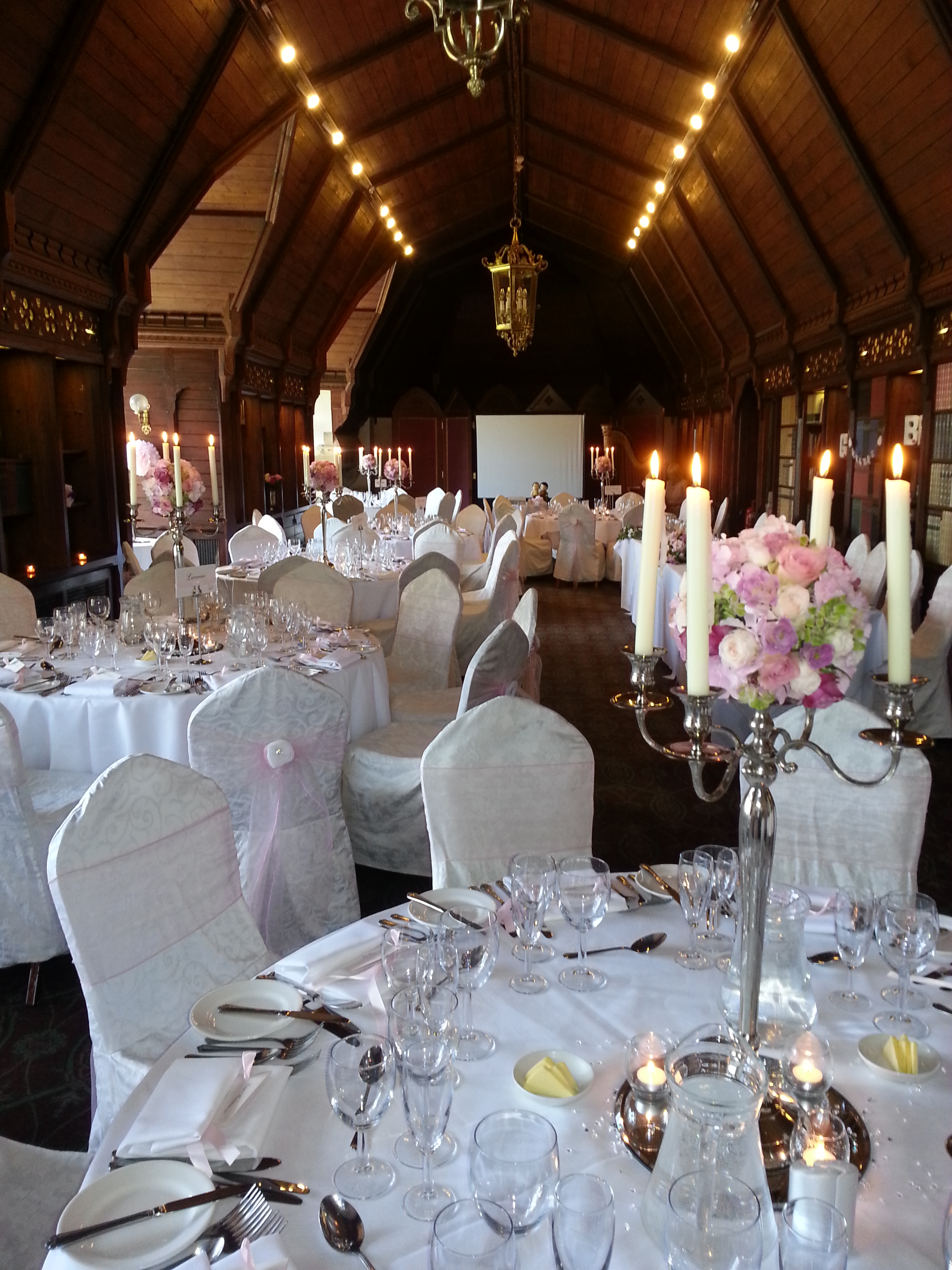 Elegant banquet hall at Ettington Park Hotel, ideal for weddings and formal events.