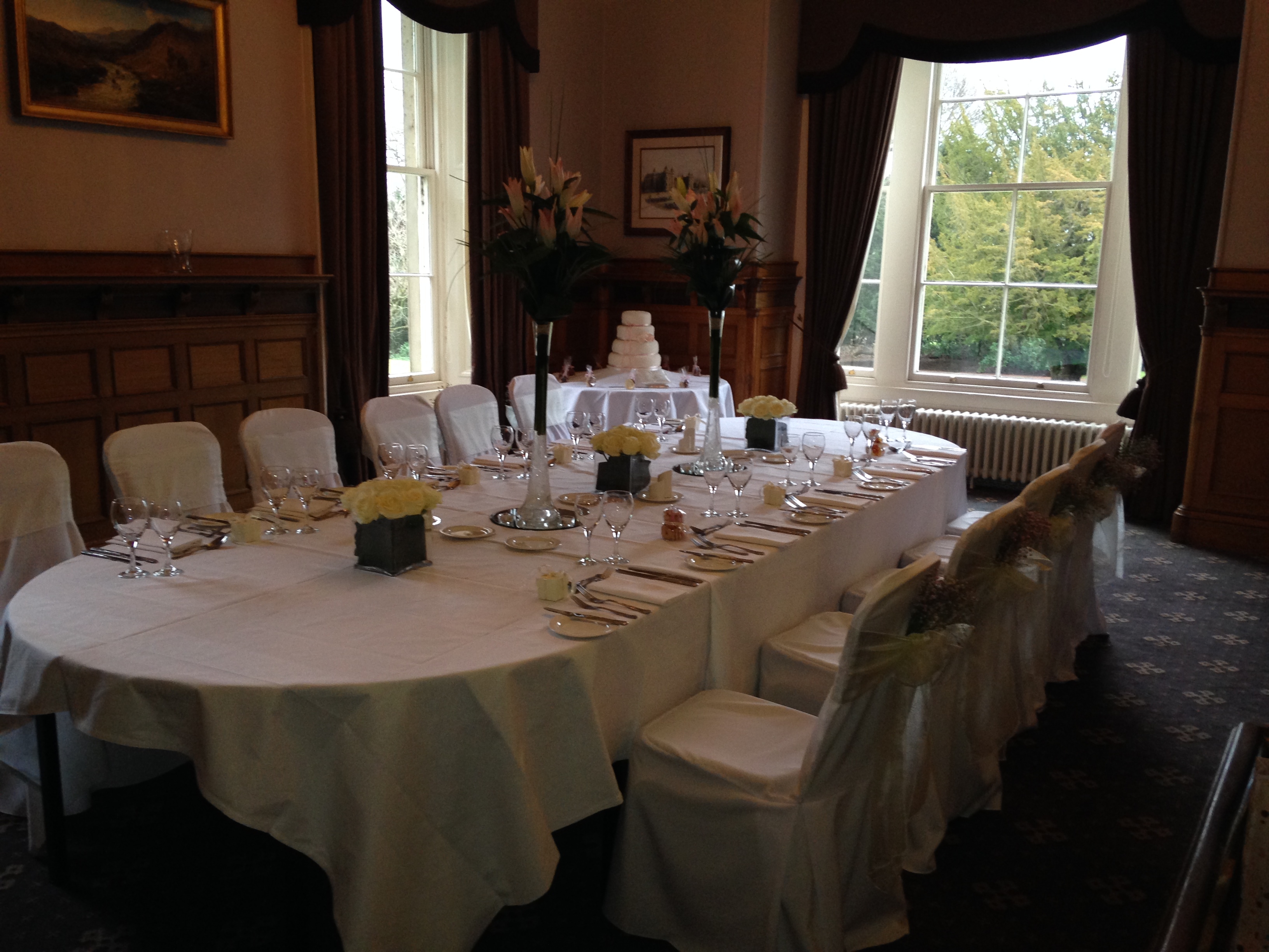 Elegant dining table in Norton House Hotel, perfect for weddings and corporate events.