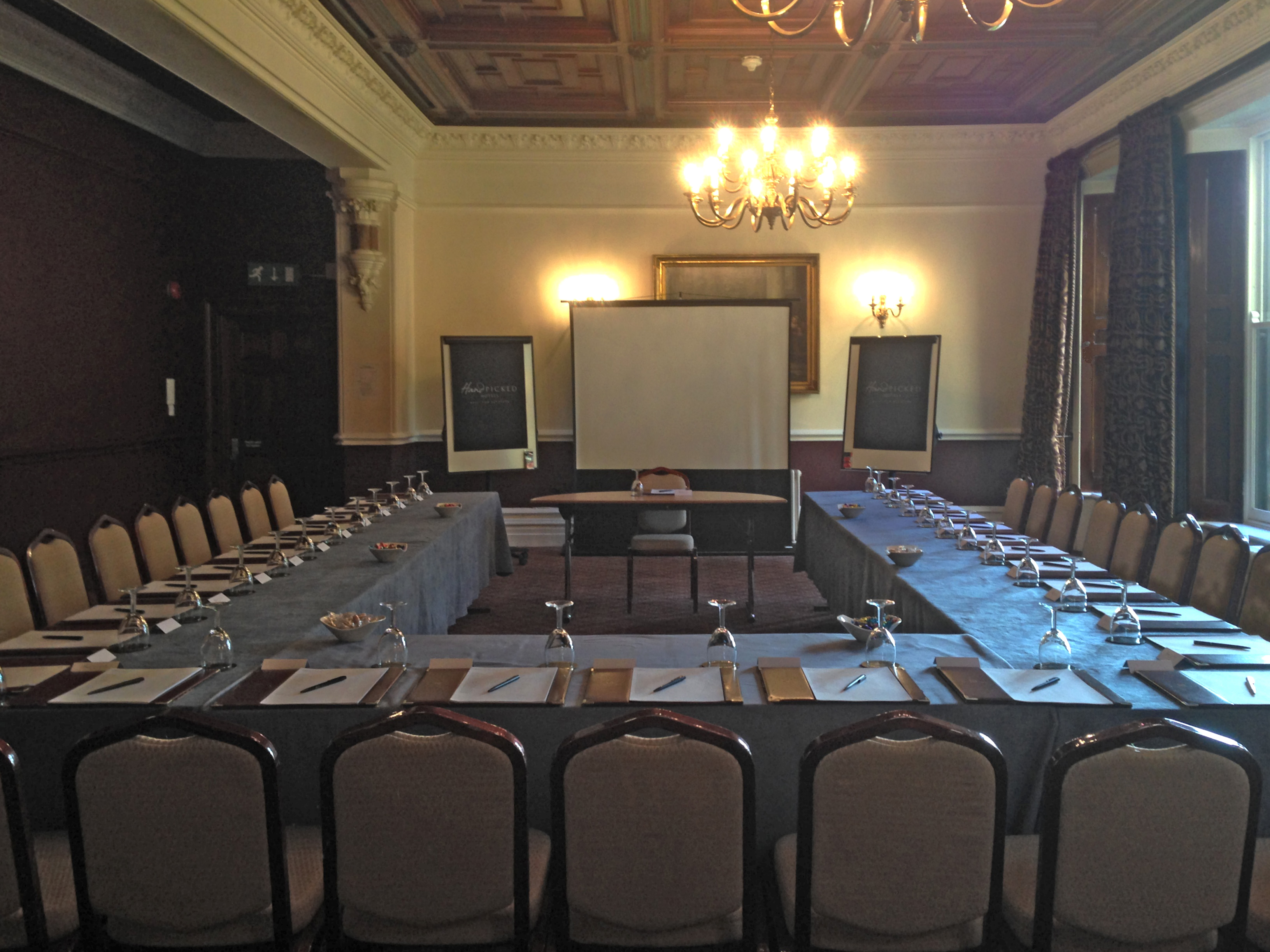 Ettington Park Hotel South Room, U-shaped meeting setup for professional events.