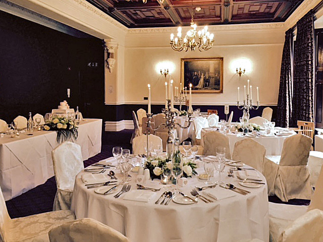 Elegant banquet room at Ettington Park Hotel, perfect for weddings and corporate events.
