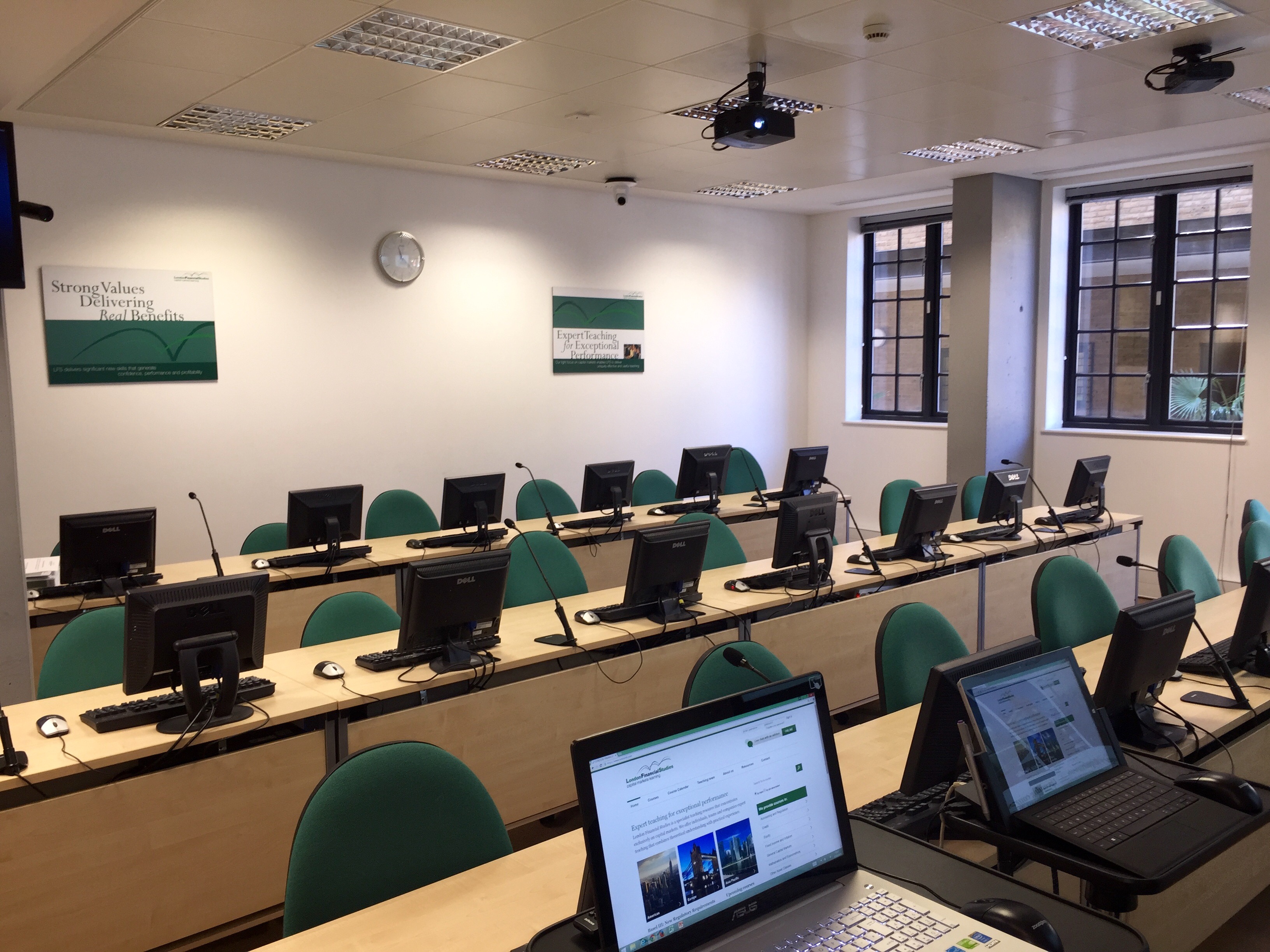 Training room at London Financial Studies, bright space for workshops and meetings.