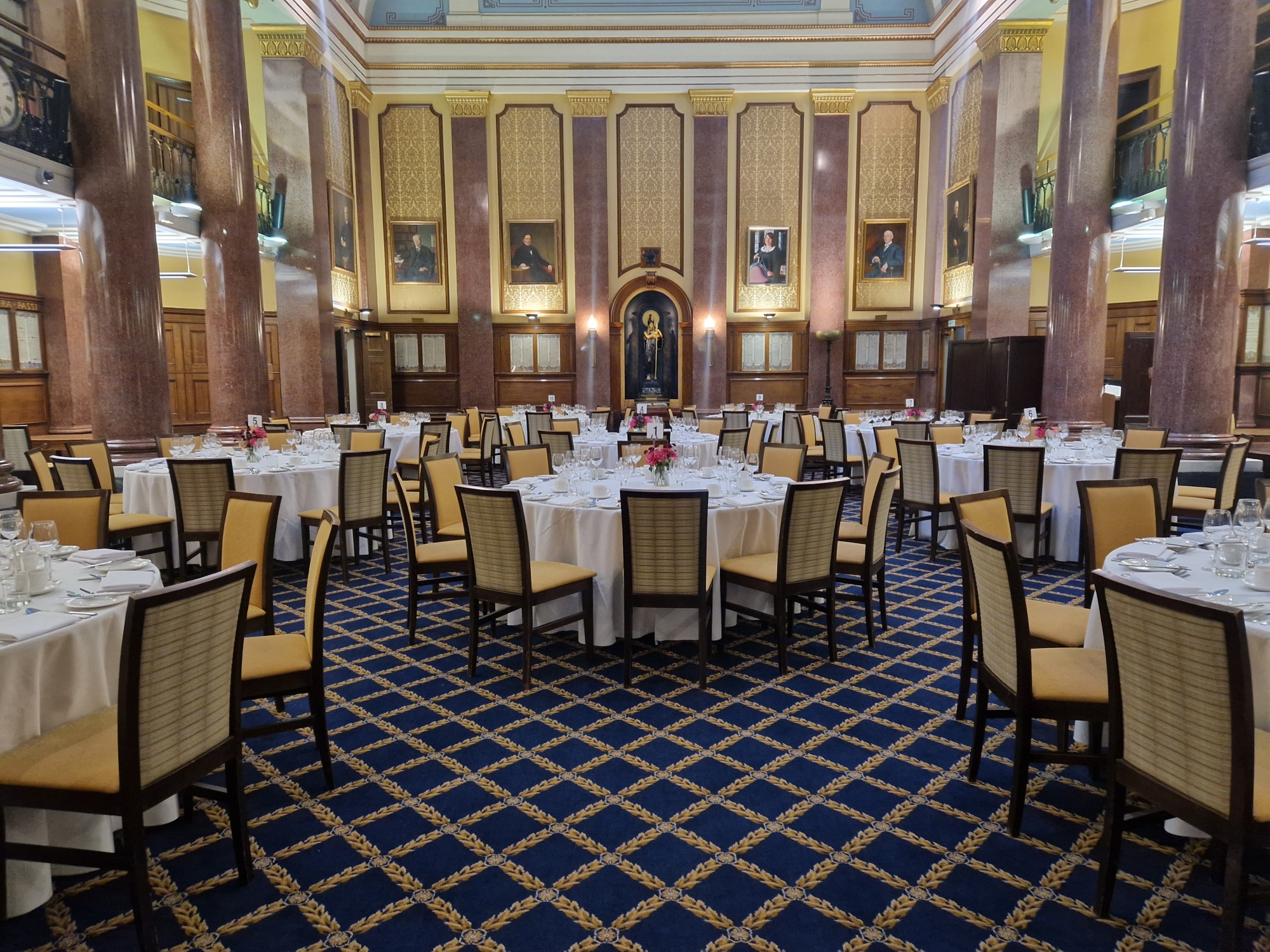 Elegant ballroom dinner, traditional event venue