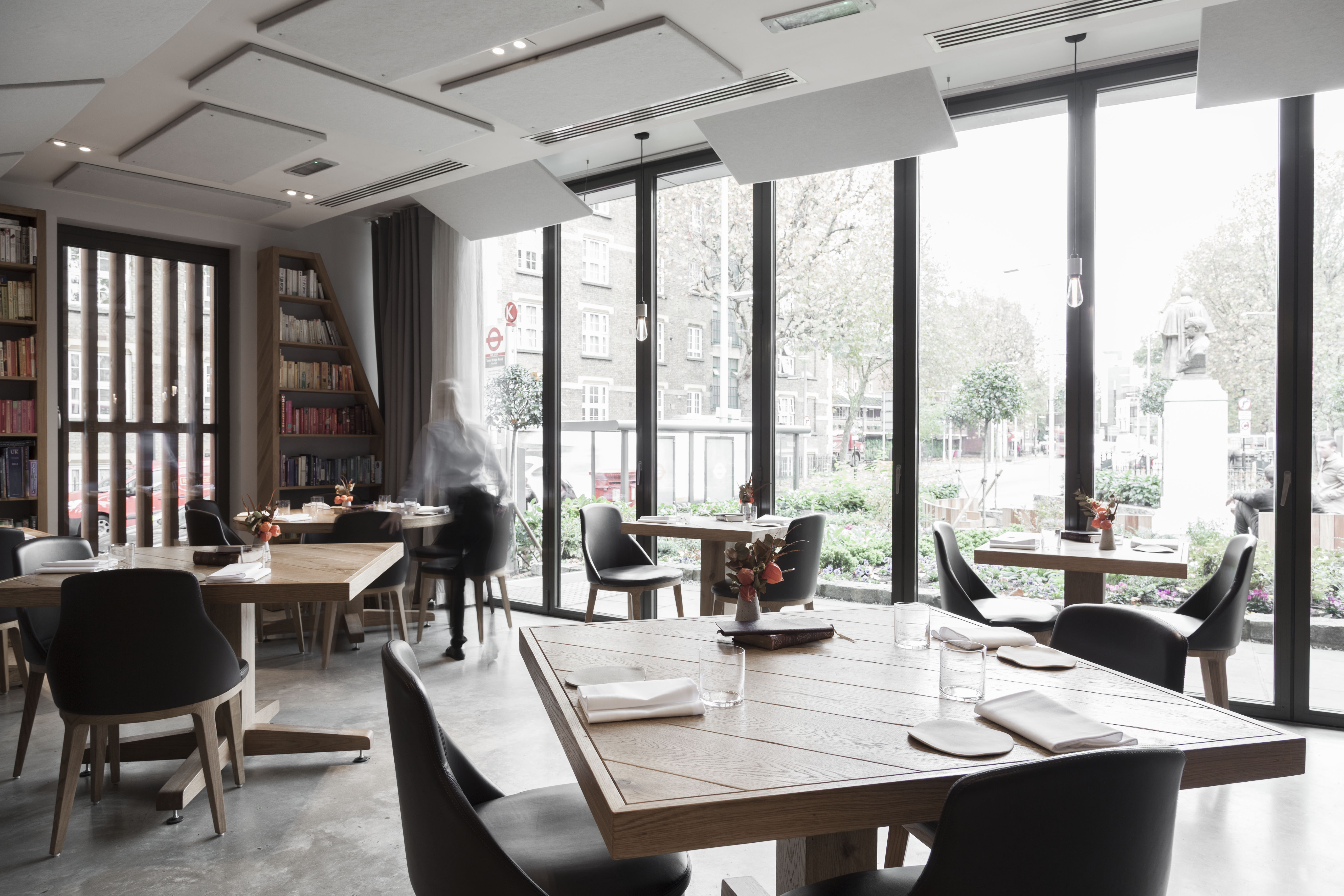 Private hire restaurant space with modern decor for intimate meetings and events.