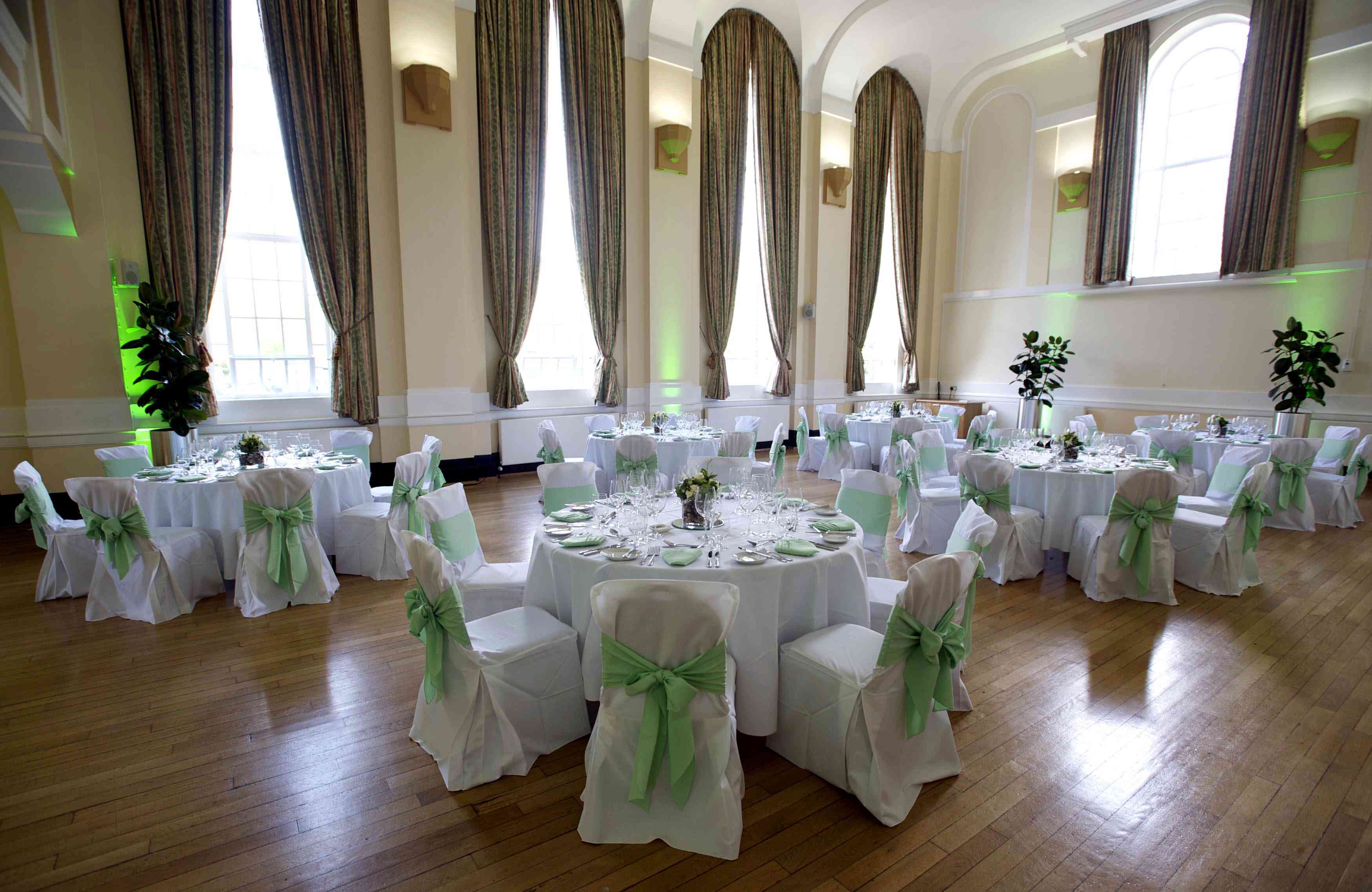 Herringham Hall event space with elegant decor, ideal for weddings and formal gatherings.