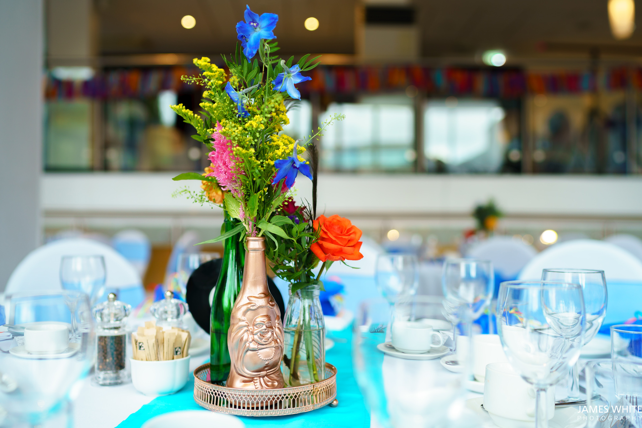 Elegant table setting with floral centerpiece at Holiday Inn Camden Lock event venue.