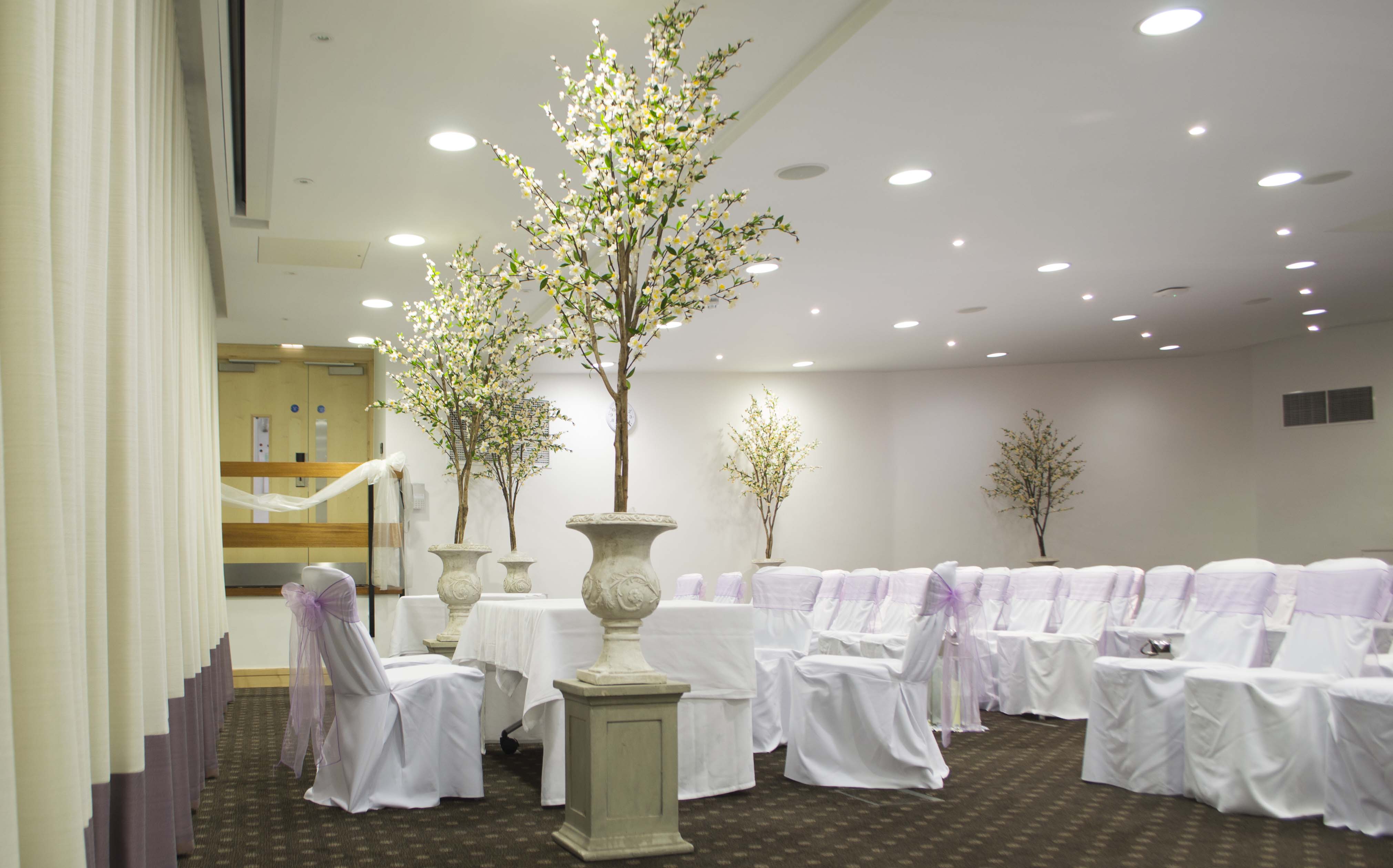 Elegant Beaumont Room at The Lensbury, perfect for weddings and formal gatherings.