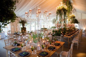 Elegant event space at Iscoyd Park with fine table settings for weddings and corporate functions.