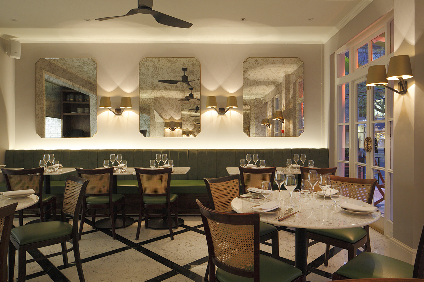Elegant dining space at HO Restaurant, ideal for corporate dinners and intimate gatherings.