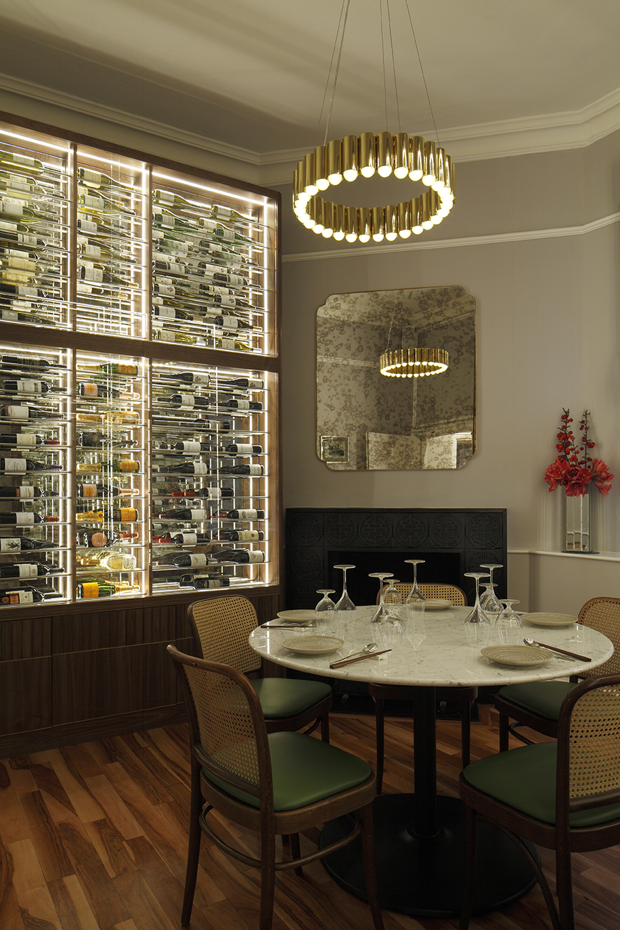 Elegant wine room with stylish display for intimate meetings and exclusive events.