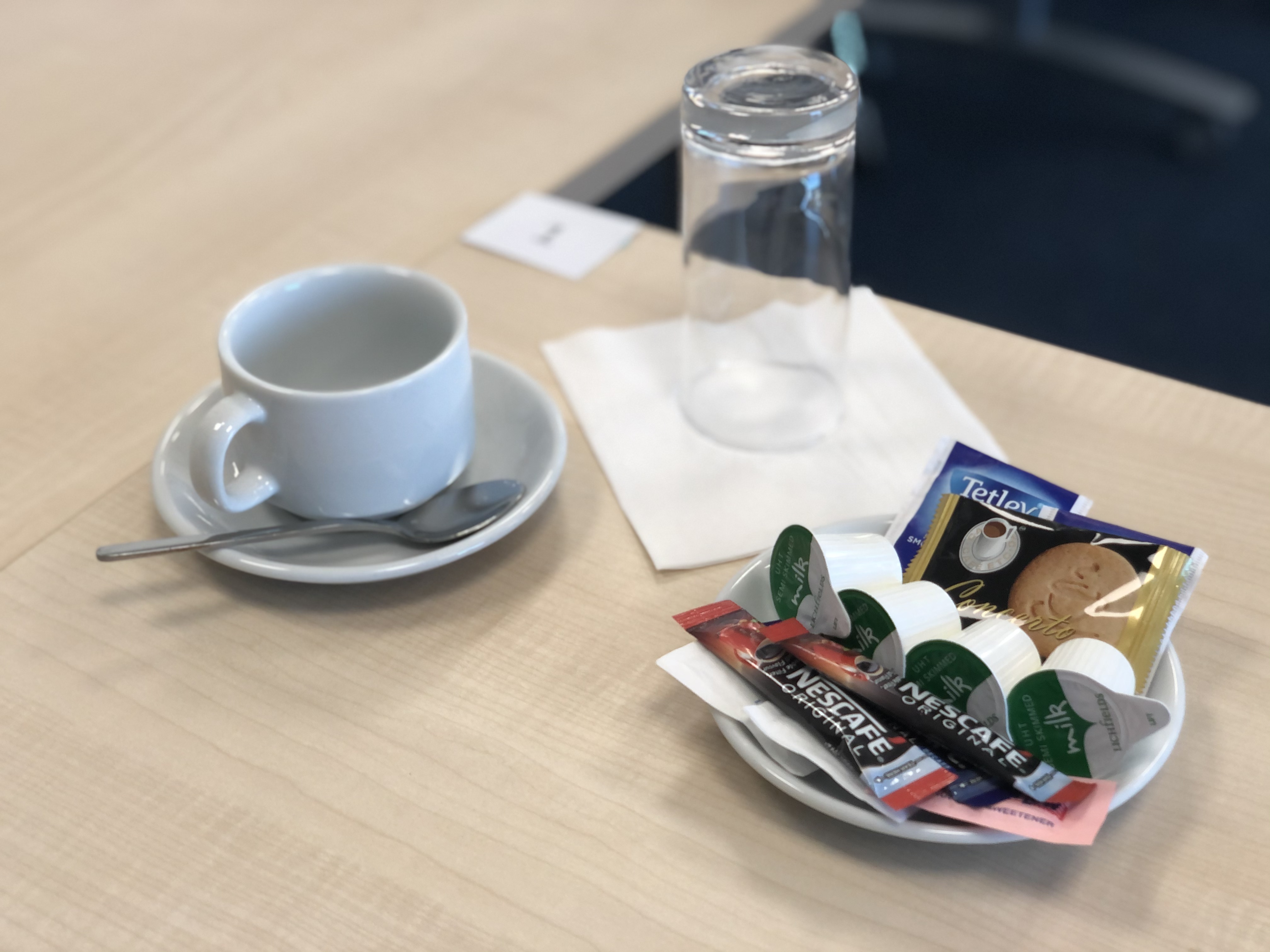 Training Room in Endeavour House with refreshments for engaging meetings.