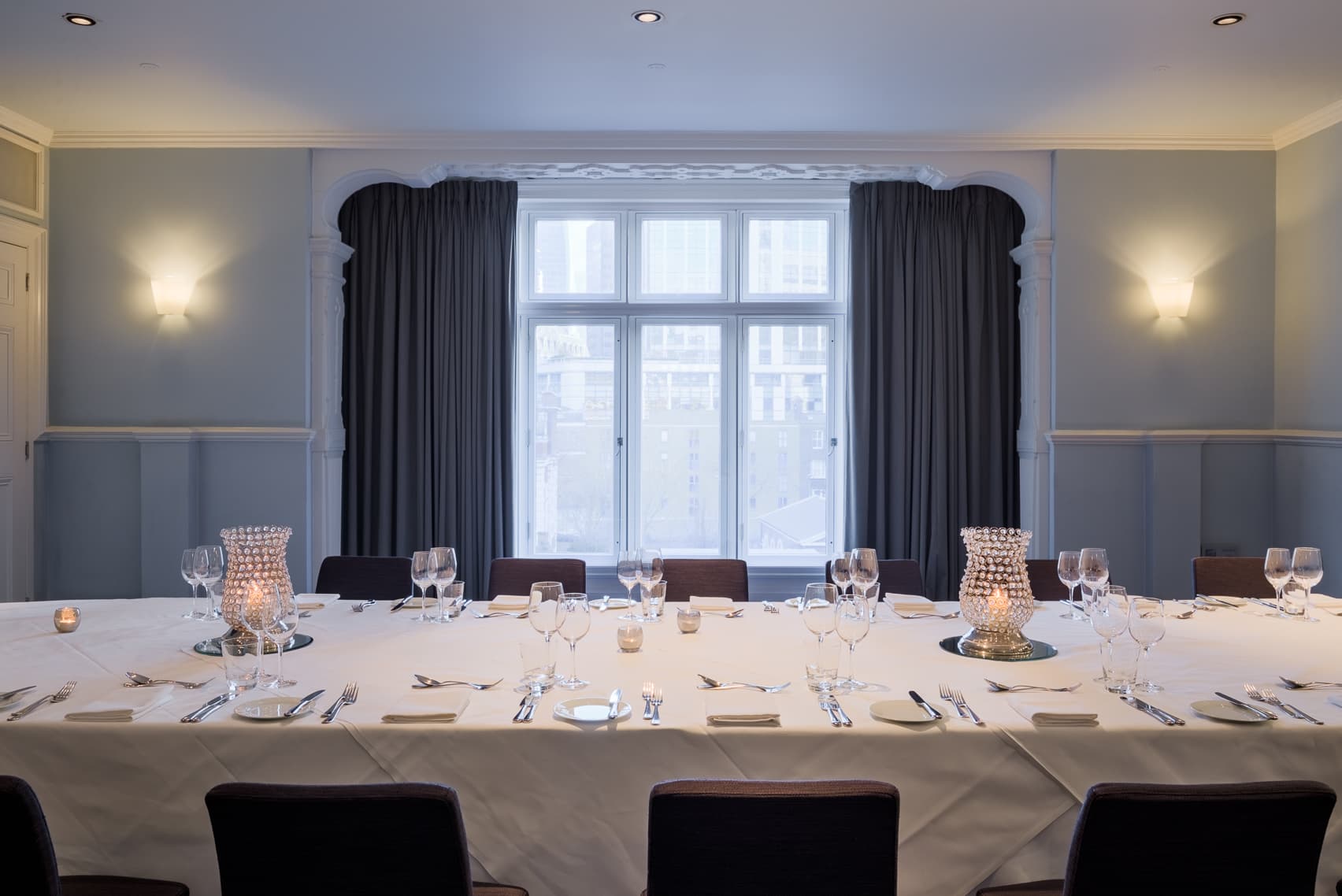 Elegant dining table setup in The Minories, ideal for corporate dinners and gatherings.