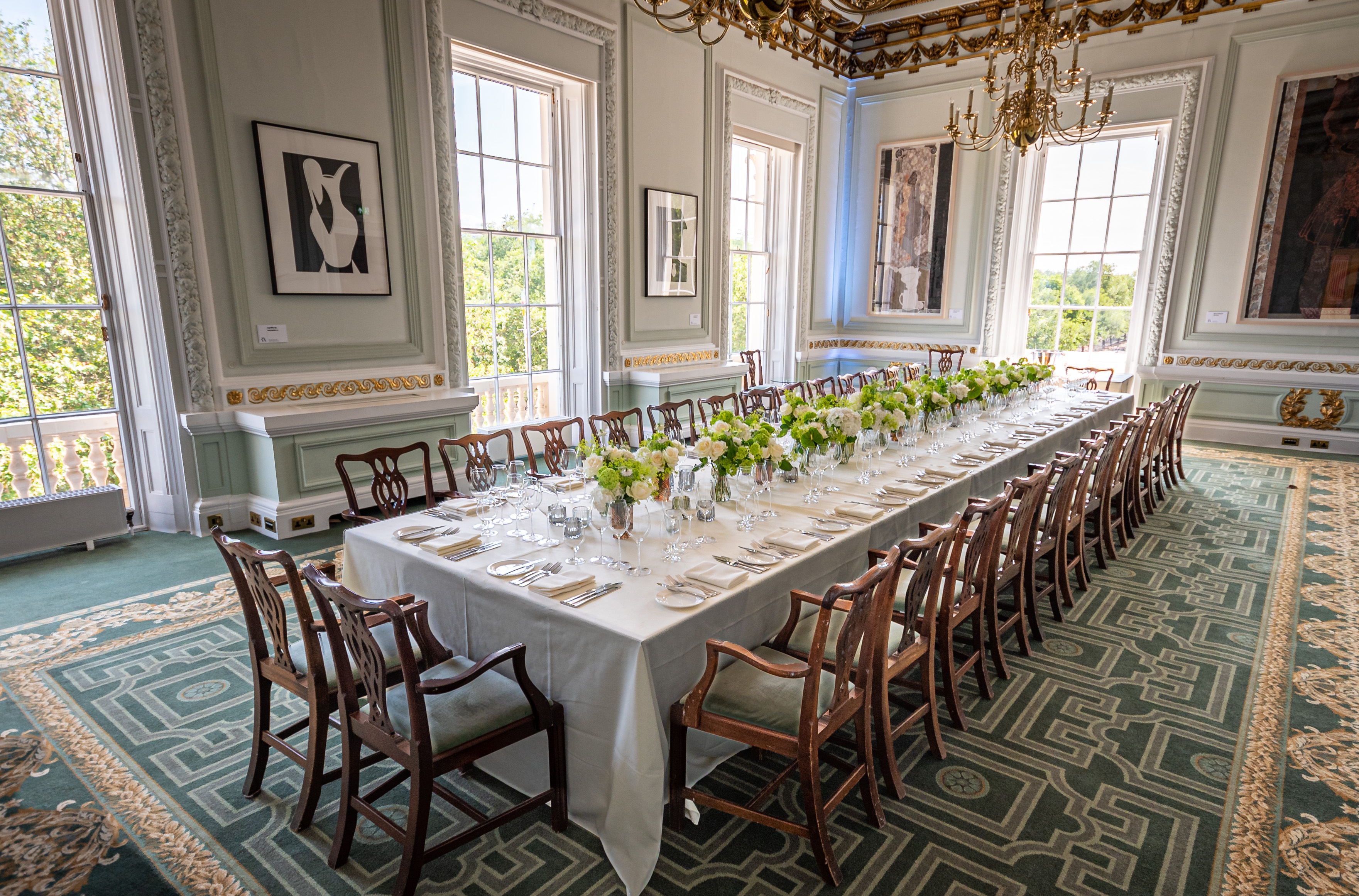 Elegant dining table in Radhakrishnan Room, perfect for corporate events and gatherings.