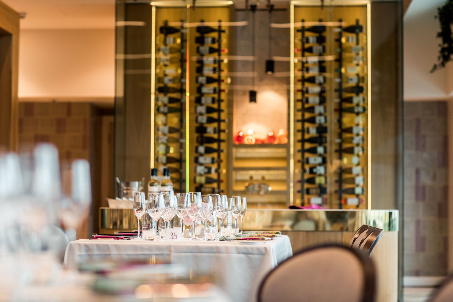 Elegant dining table in Parade Ring Suite, Ascot Racecourse for upscale events.