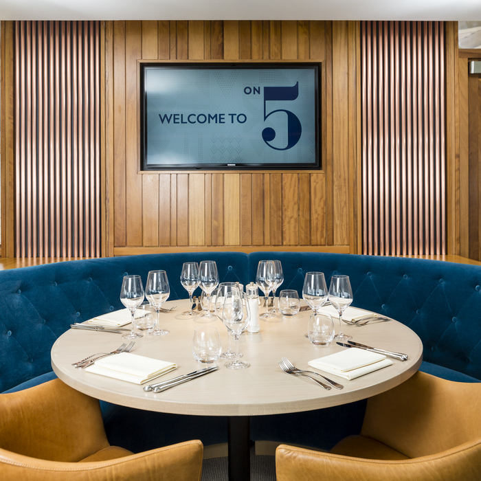 Elegant dining setup in On 5 Suite, Ascot Racecourse for intimate meetings and events.