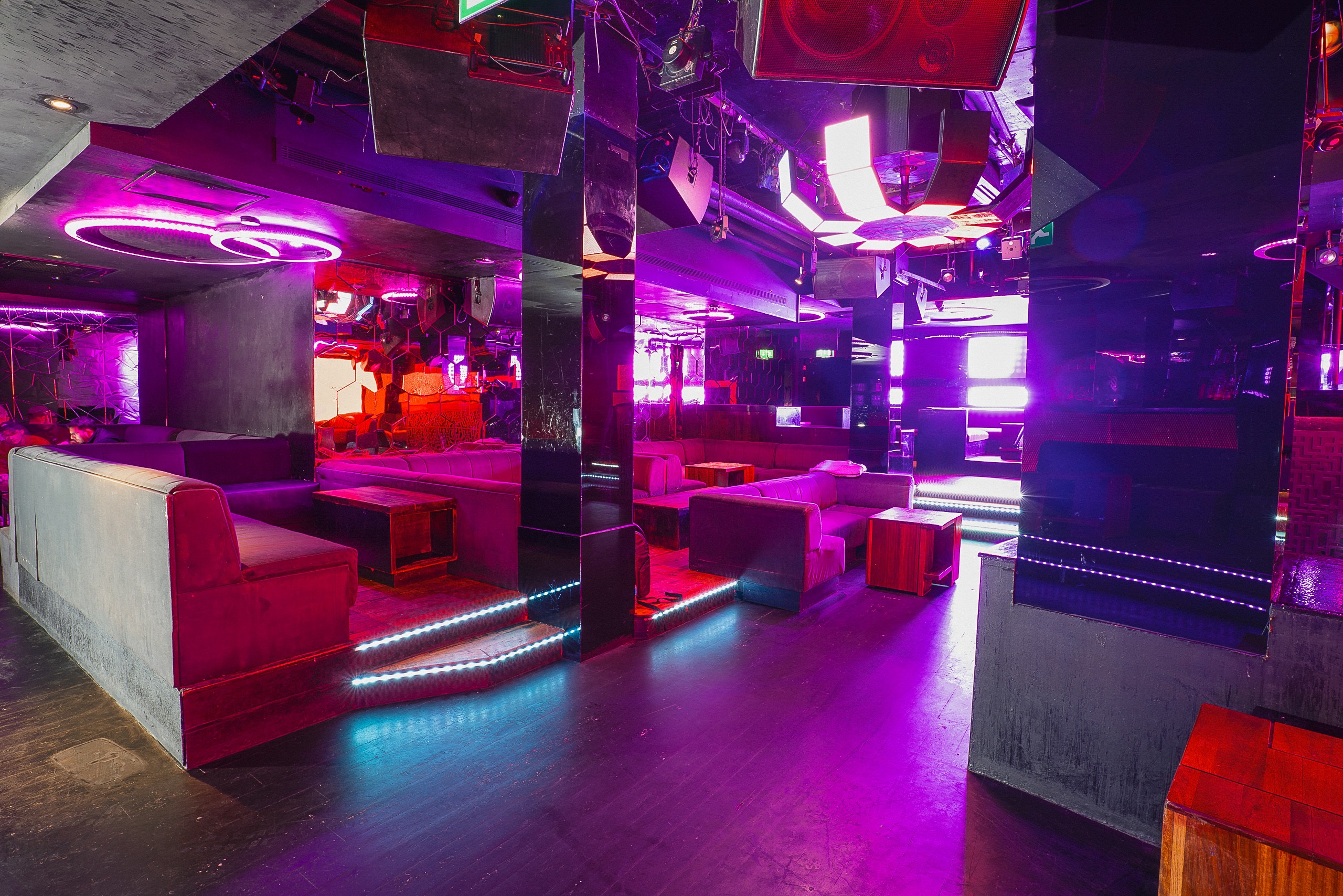 Vibrant Chinawhite venue with neon lighting for stylish events and parties.