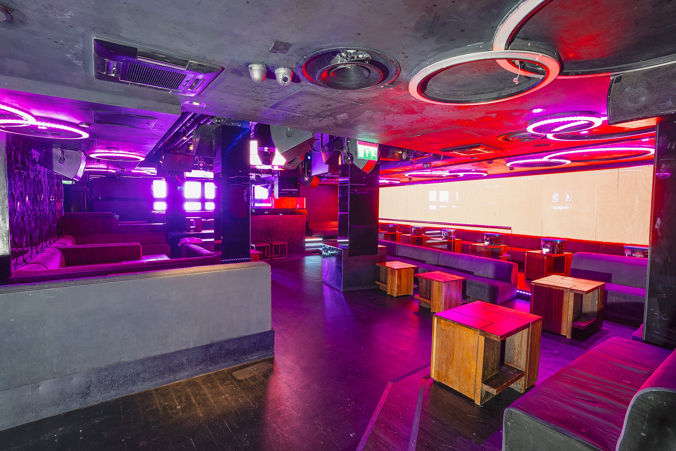 Modern event space with neon lighting for dynamic gatherings at Chinawhite venue hire.