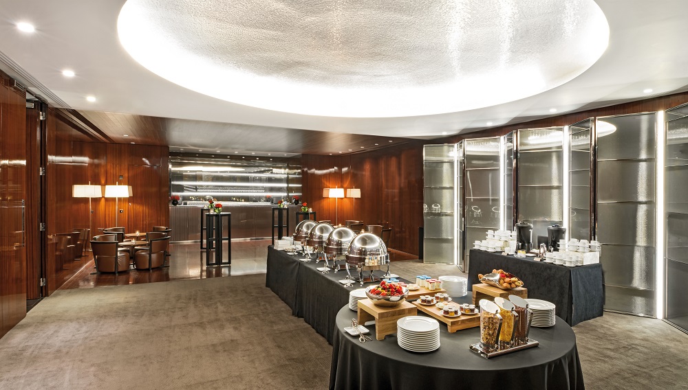 Elegant ballroom buffet setup at Bulgari Hotel, ideal for corporate events and receptions.