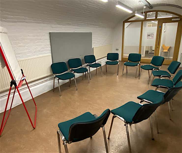 Seminar Room at Barnsbury Community Centre with circular chairs for workshops and meetings.
