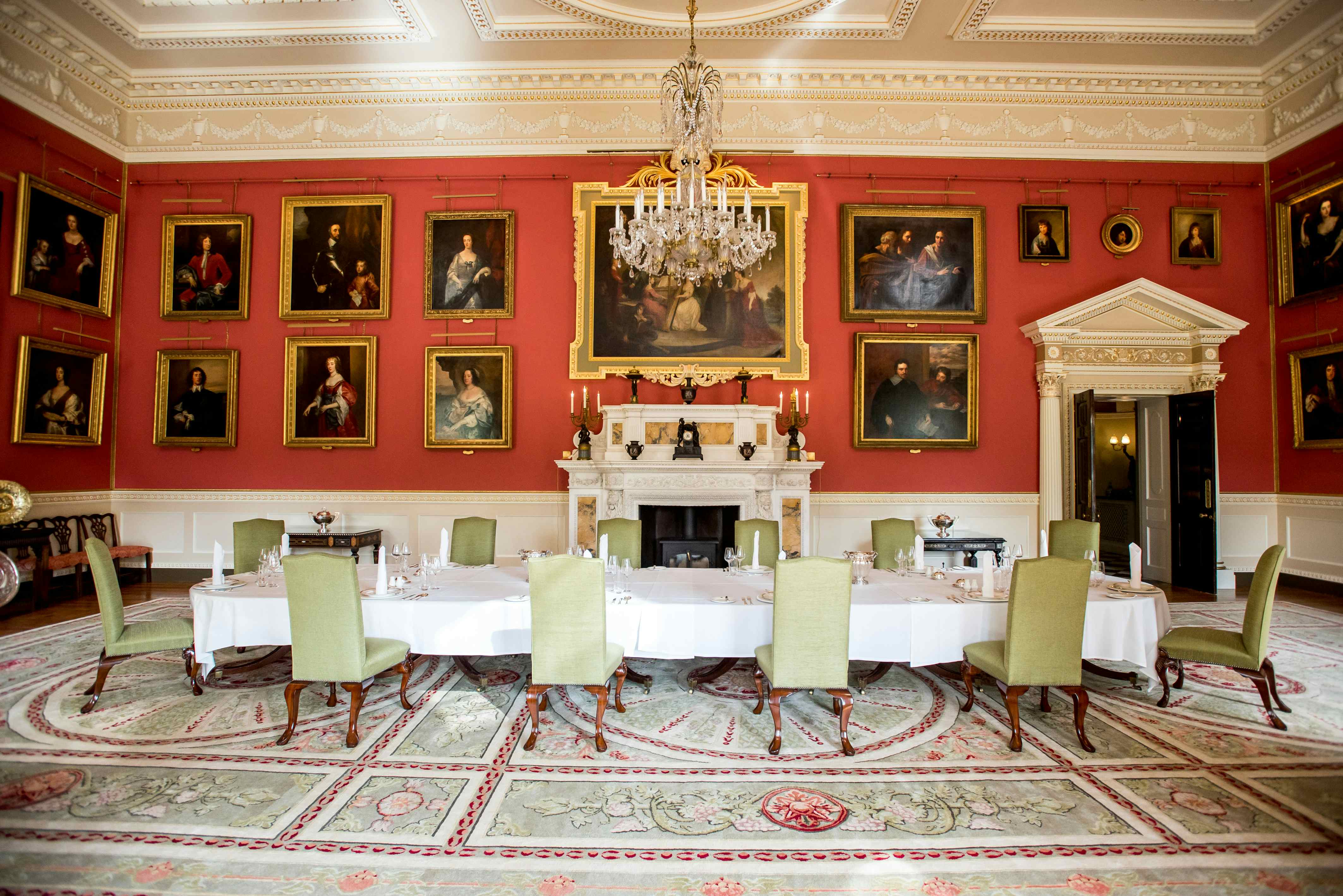 Elegant private dining room with a long table, ideal for formal gatherings and events.