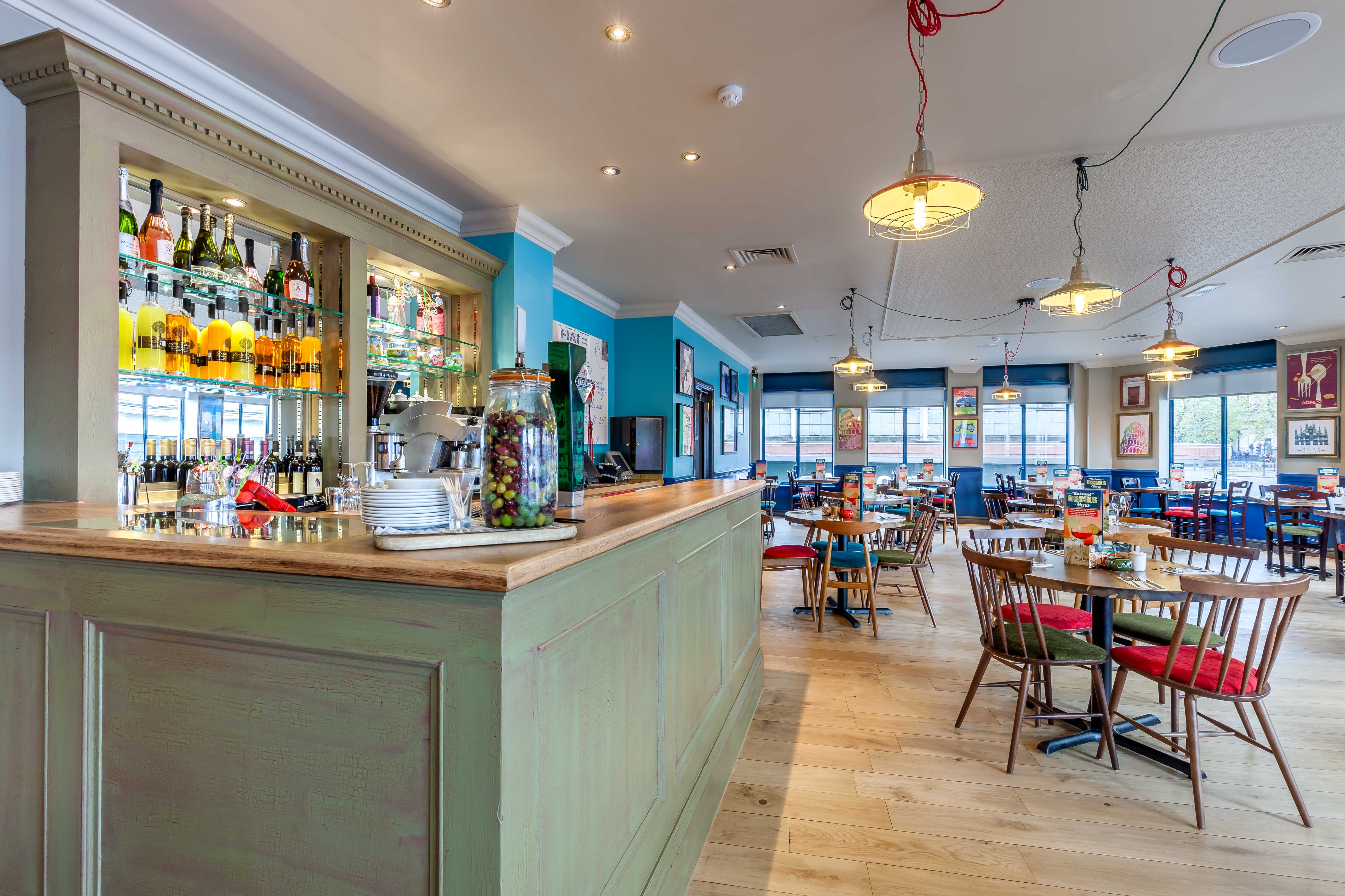 Tuscany Room in Bella Italia Liverpool, vibrant restaurant for casual meetings and events.