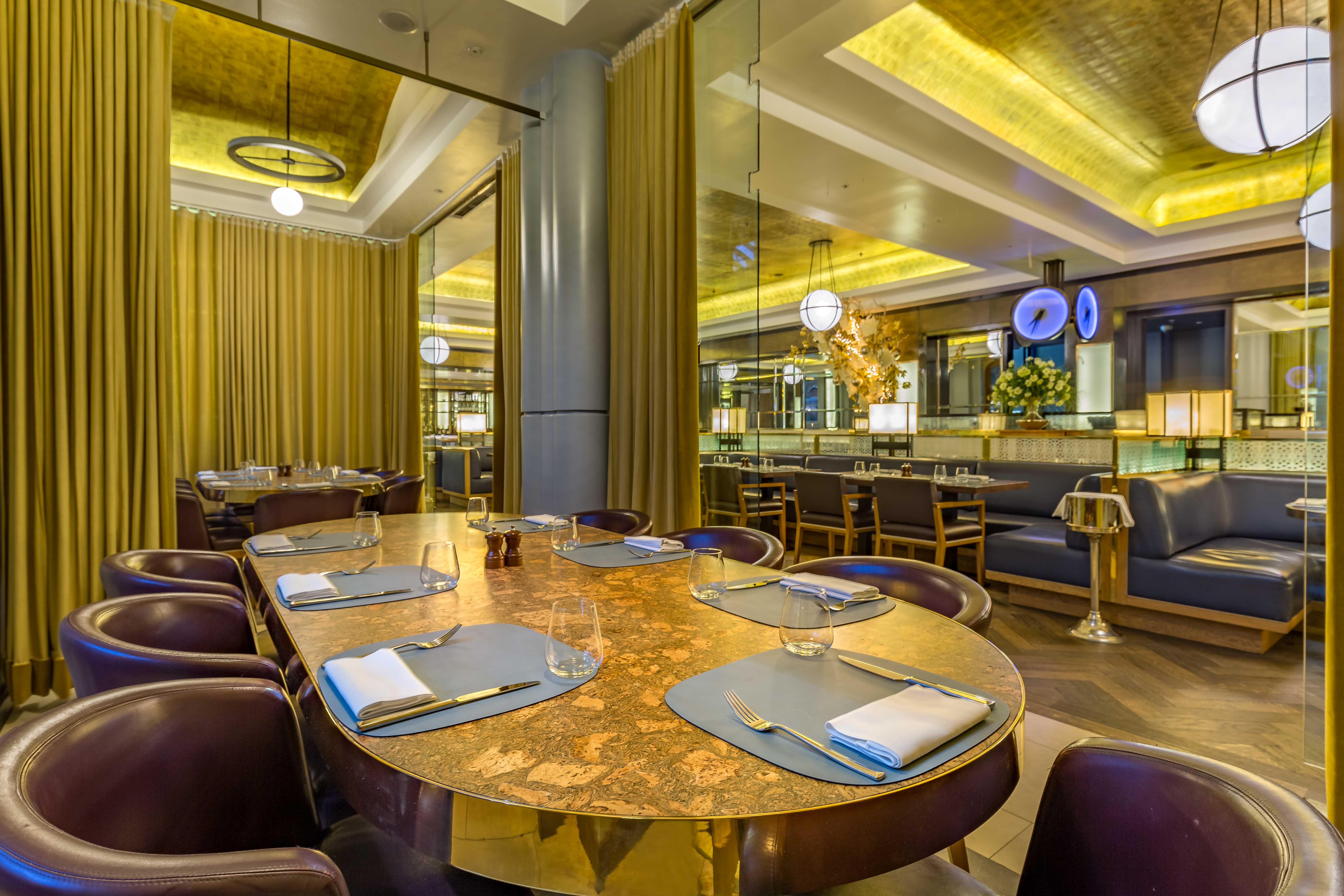 Elegant dining space in St Pancras Brasserie for upscale events and intimate meetings.