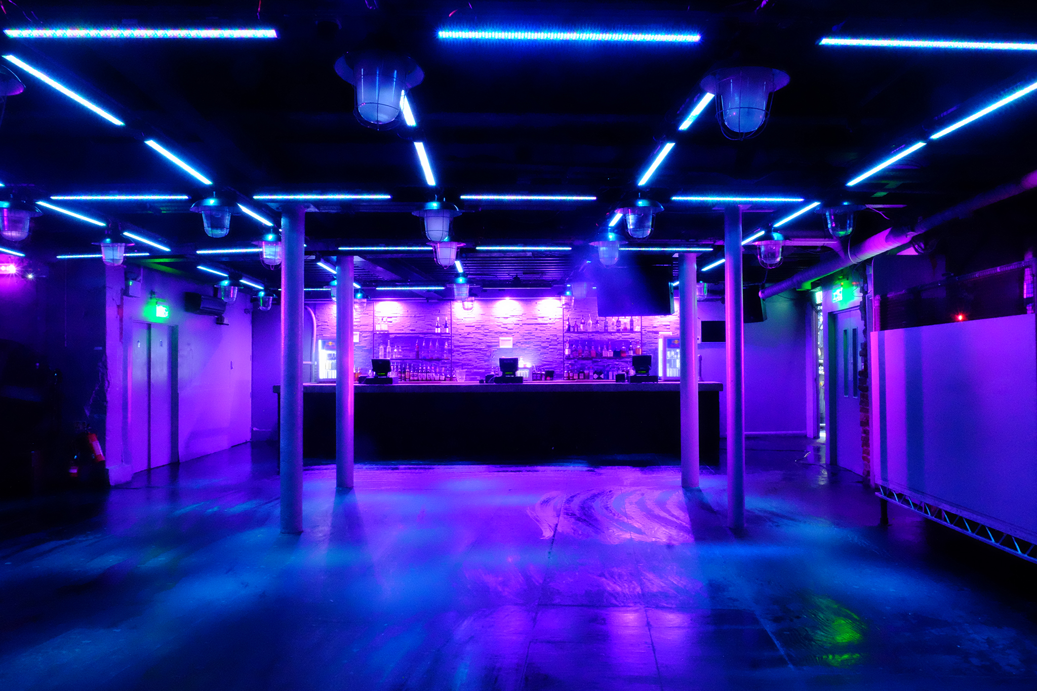 Vibrant Egg LDN event space with dynamic lighting for nightlife and parties.