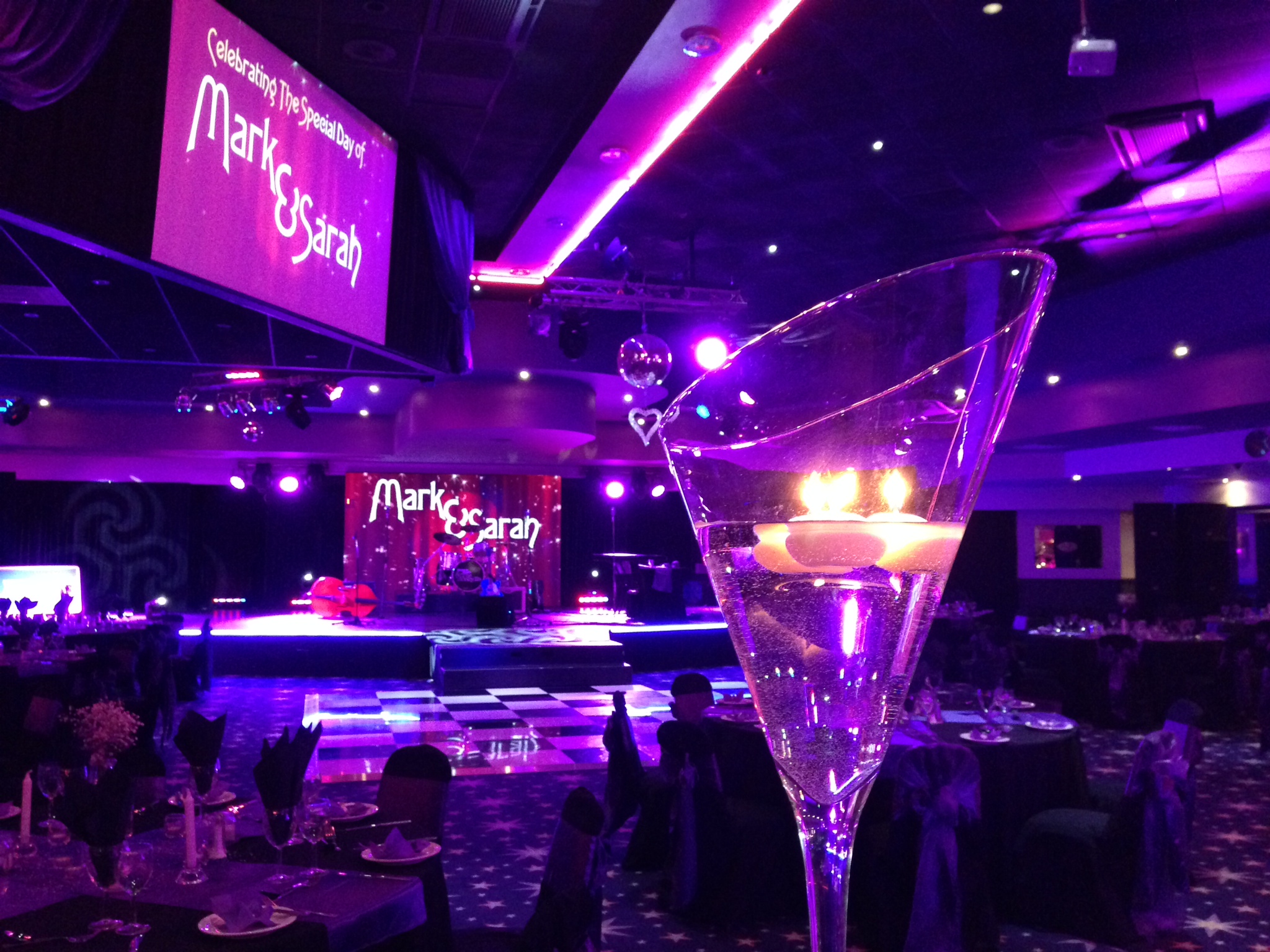 Main Theatre in Viva Blackpool, elegant wedding venue with stylish decor and vibrant lighting.