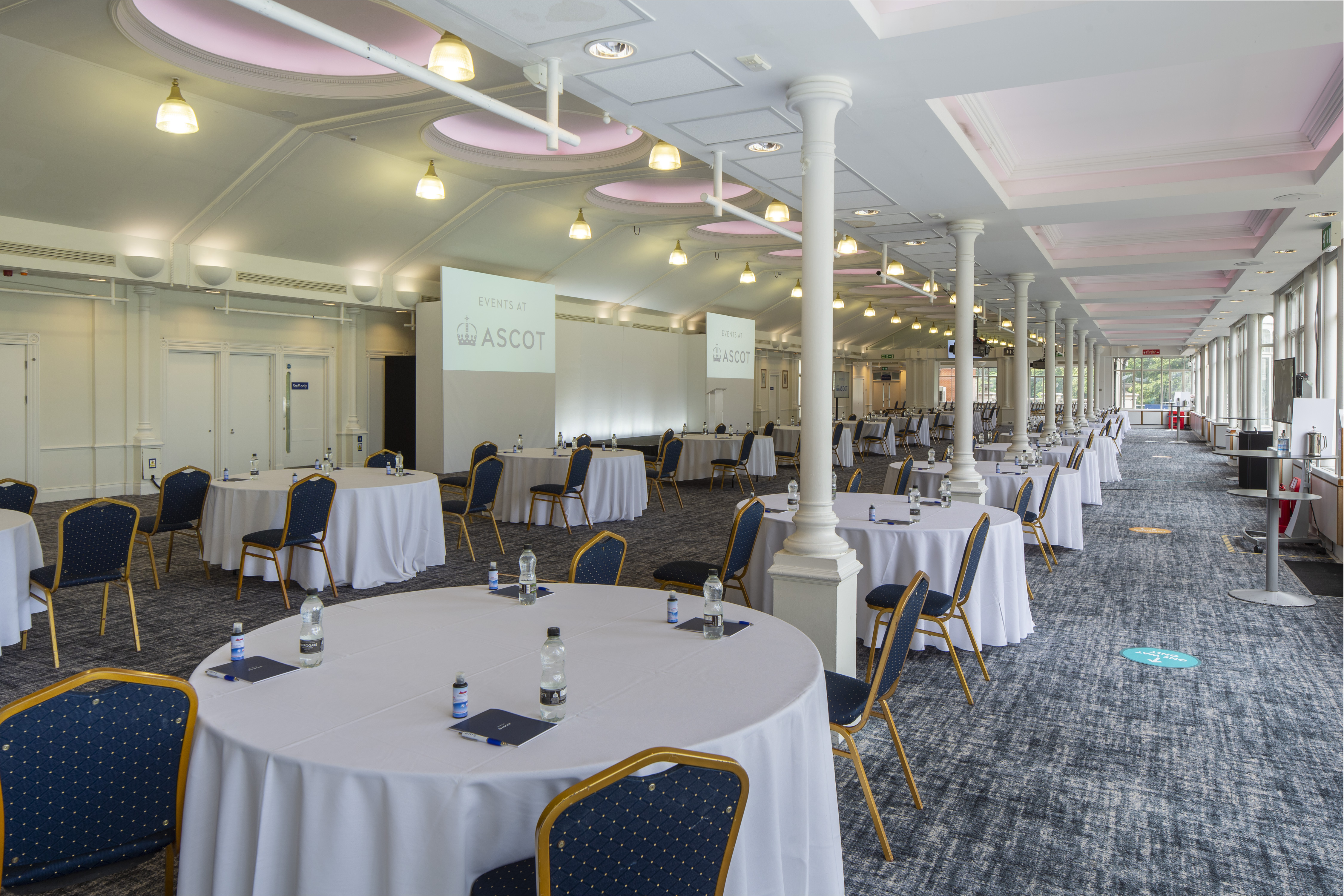 Pavilion Suite 2 at Ascot Racecourse, ideal for corporate meetings with modern decor.
