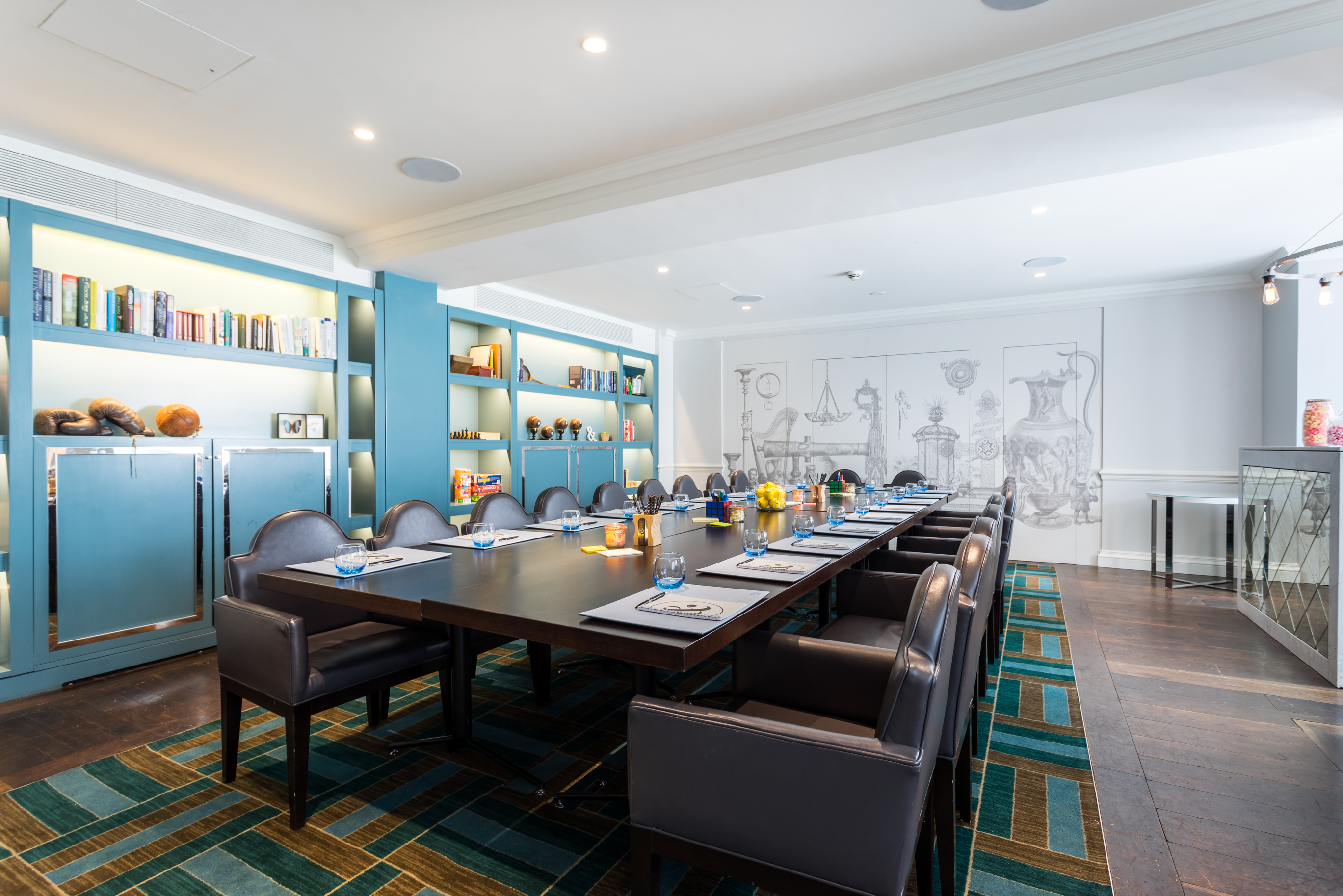 The Ampersand Hotel's Games Room: modern meeting space with elegant decor for events.