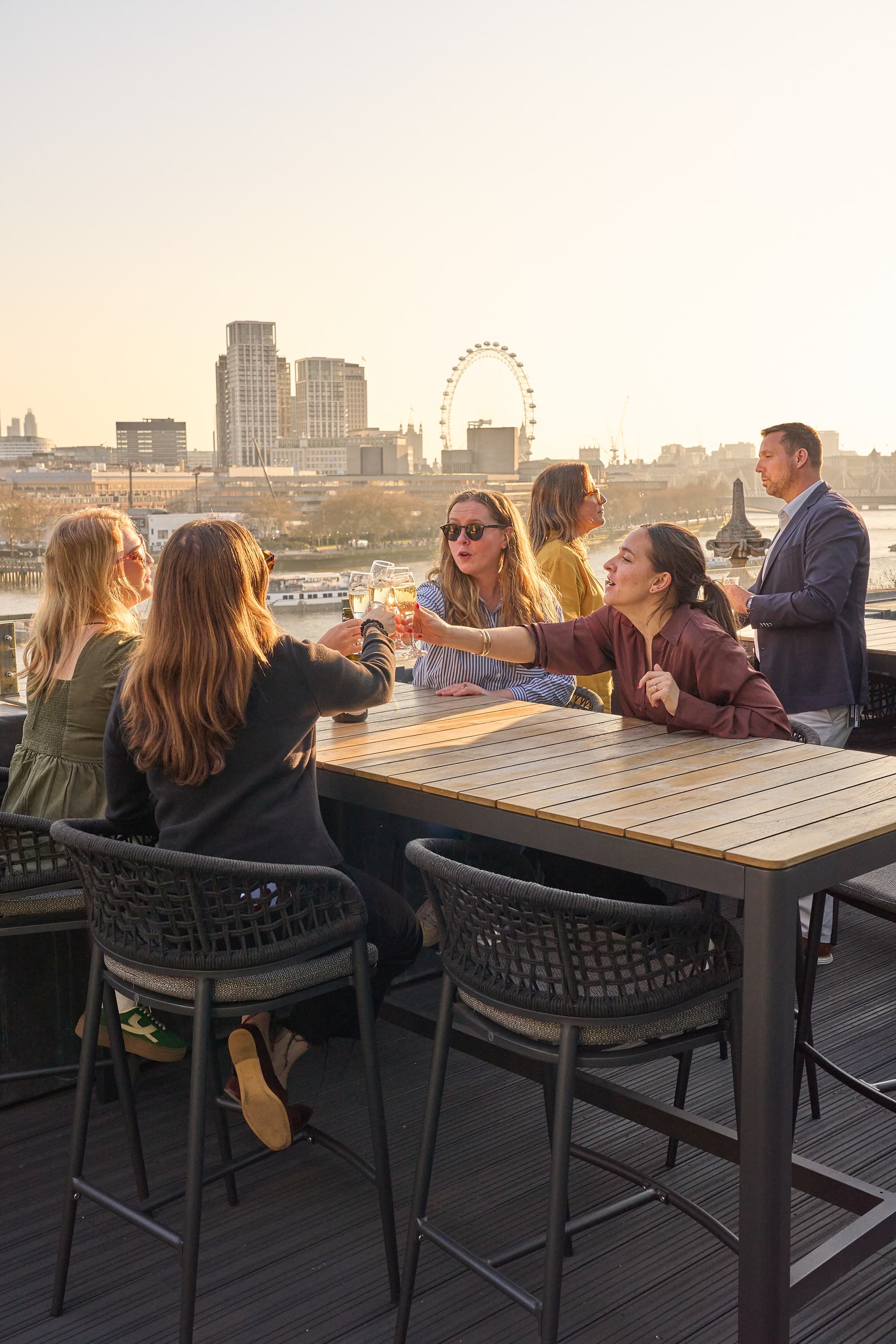 Premium rooftop networking event with London skyline view for corporate delegates.