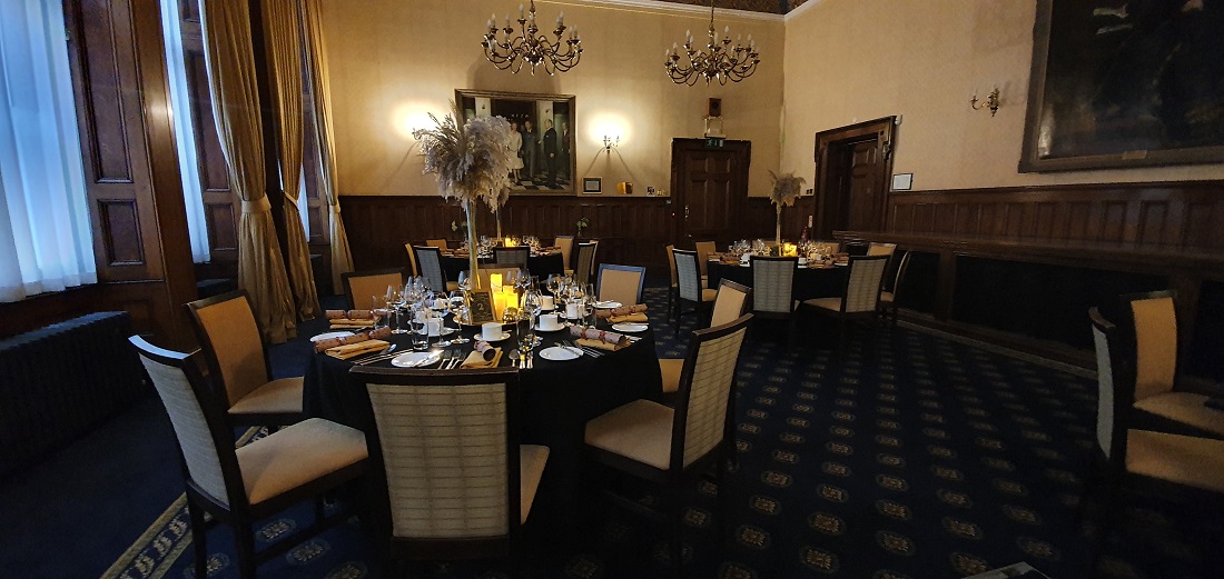 David Lloyd George ballroom, elegant banquet, formal dinner