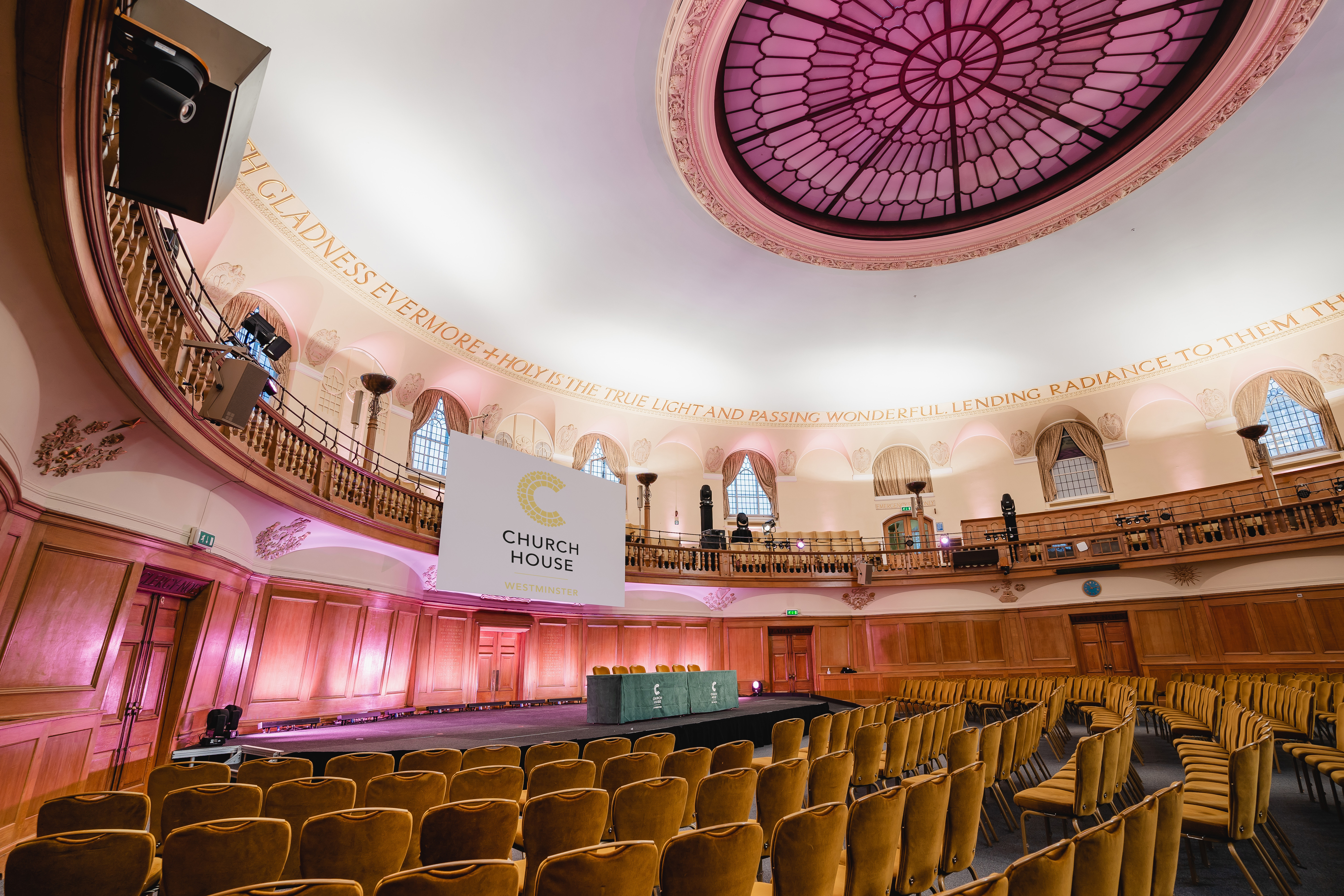 Assembly Hall in Church House Westminster, elegant venue for conferences and presentations.