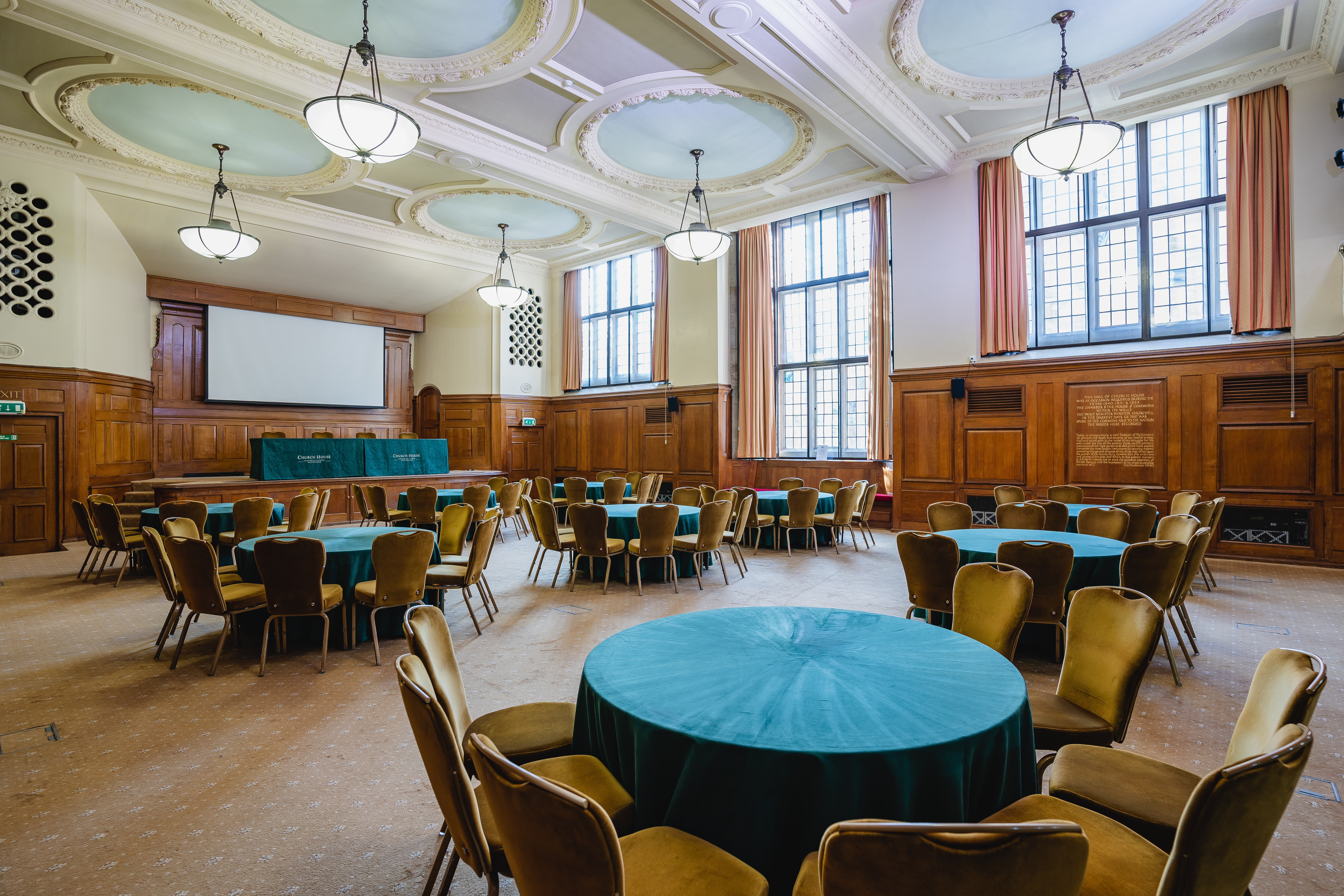 Hoare Memorial Hall in Westminster, spacious venue for conferences and banquets.