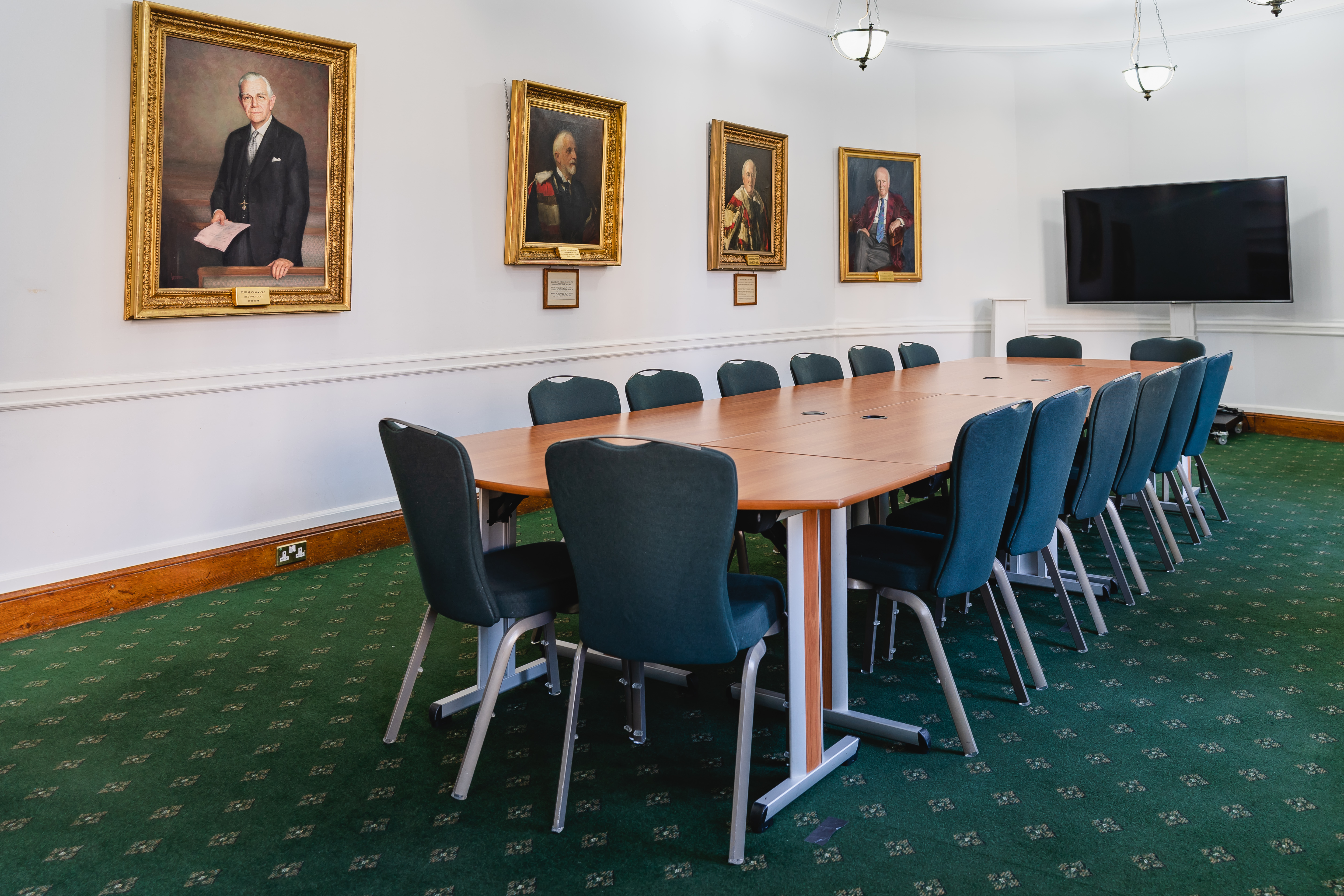 Council Room in Church House Westminster with long table, ideal for meetings and events.