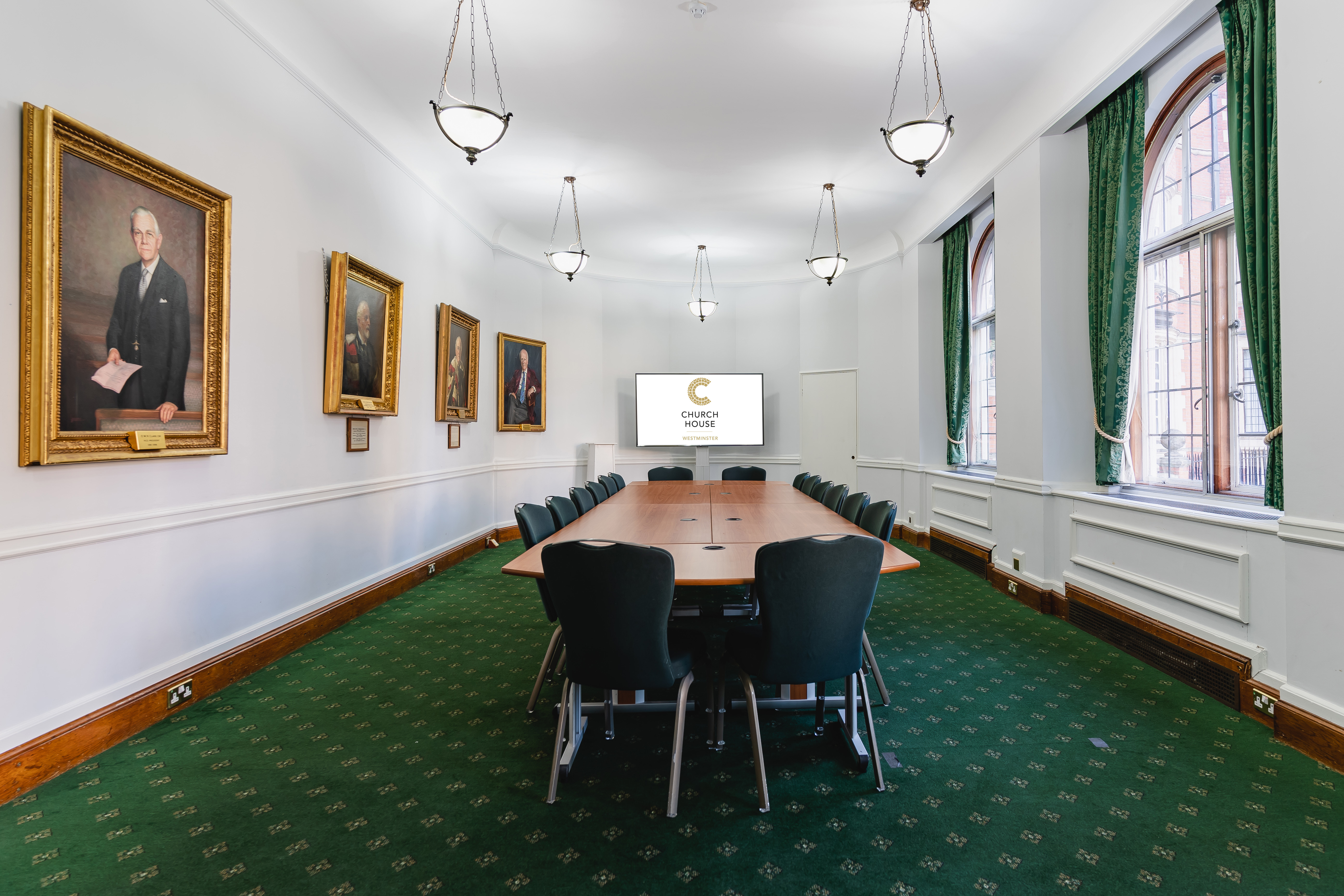 Council Room in Church House Westminster, elegant decor, corporate meetings, presentations.