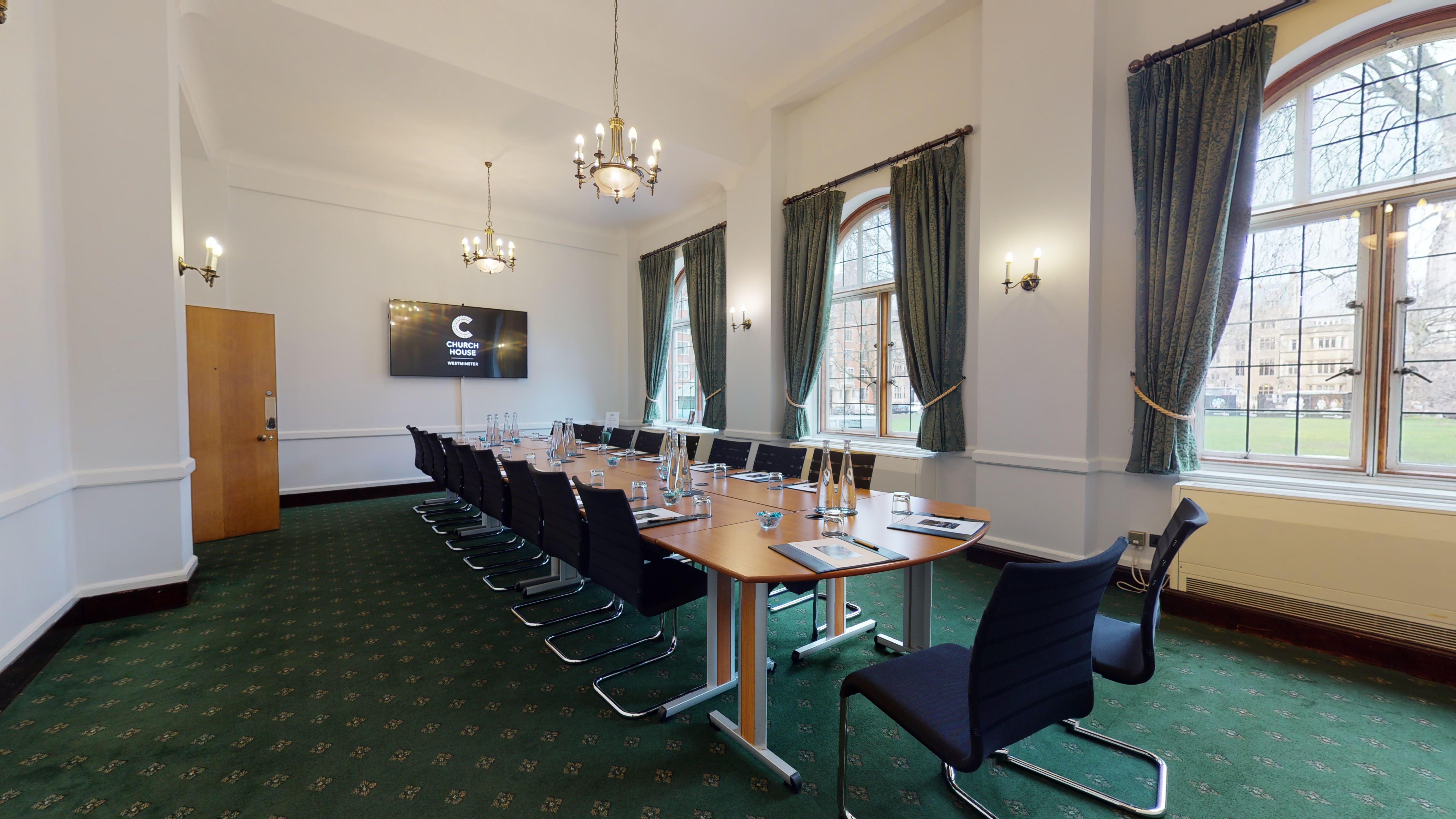 Abbey Room in Church House Westminster, ideal for corporate meetings with elegant decor.