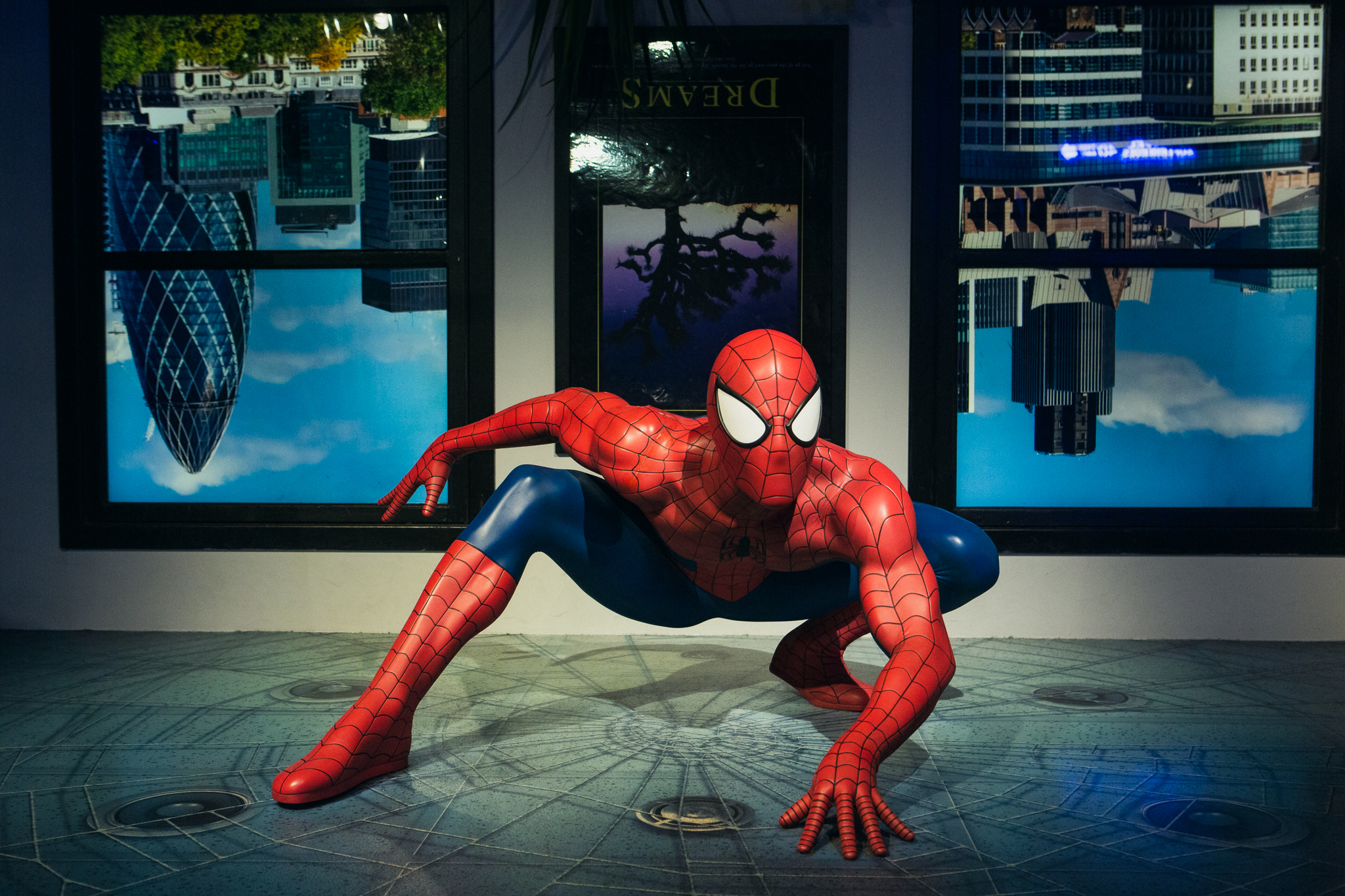 Spider-Man statue at Madame Tussauds, perfect for comic conventions and family events.