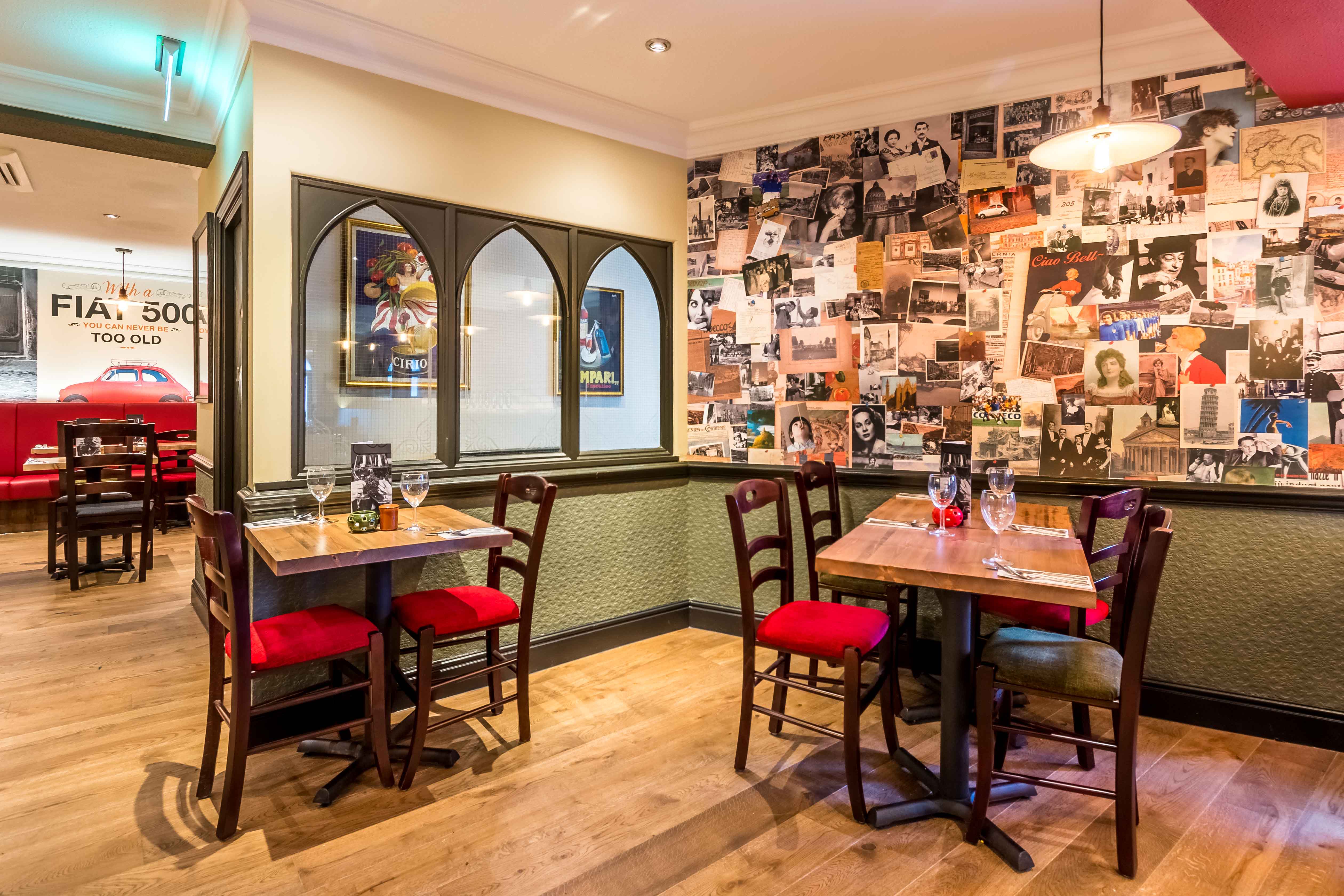 Cozy dining space in The Roma Room, ideal for casual networking events and team lunches.