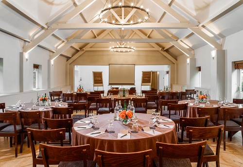 Elegant ballroom at Stoke Place, ideal for workshops and small conferences.
