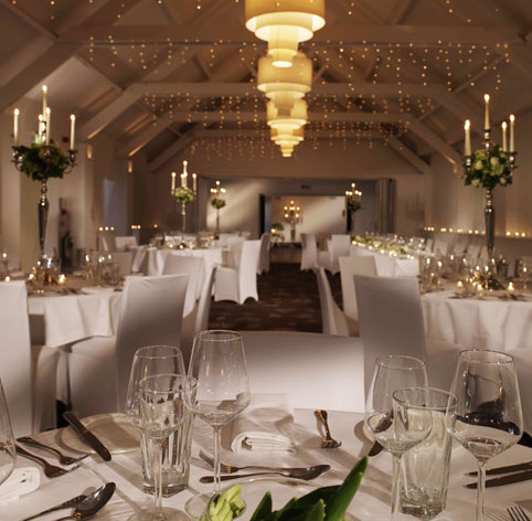 Elegant banquet hall at Stoke Place, ideal for weddings and corporate events.