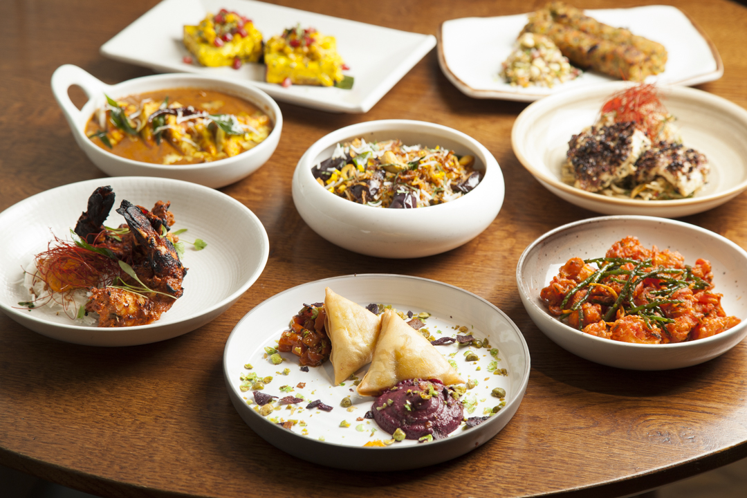 Vibrant catering spread at Trishna for exclusive venue hire events.