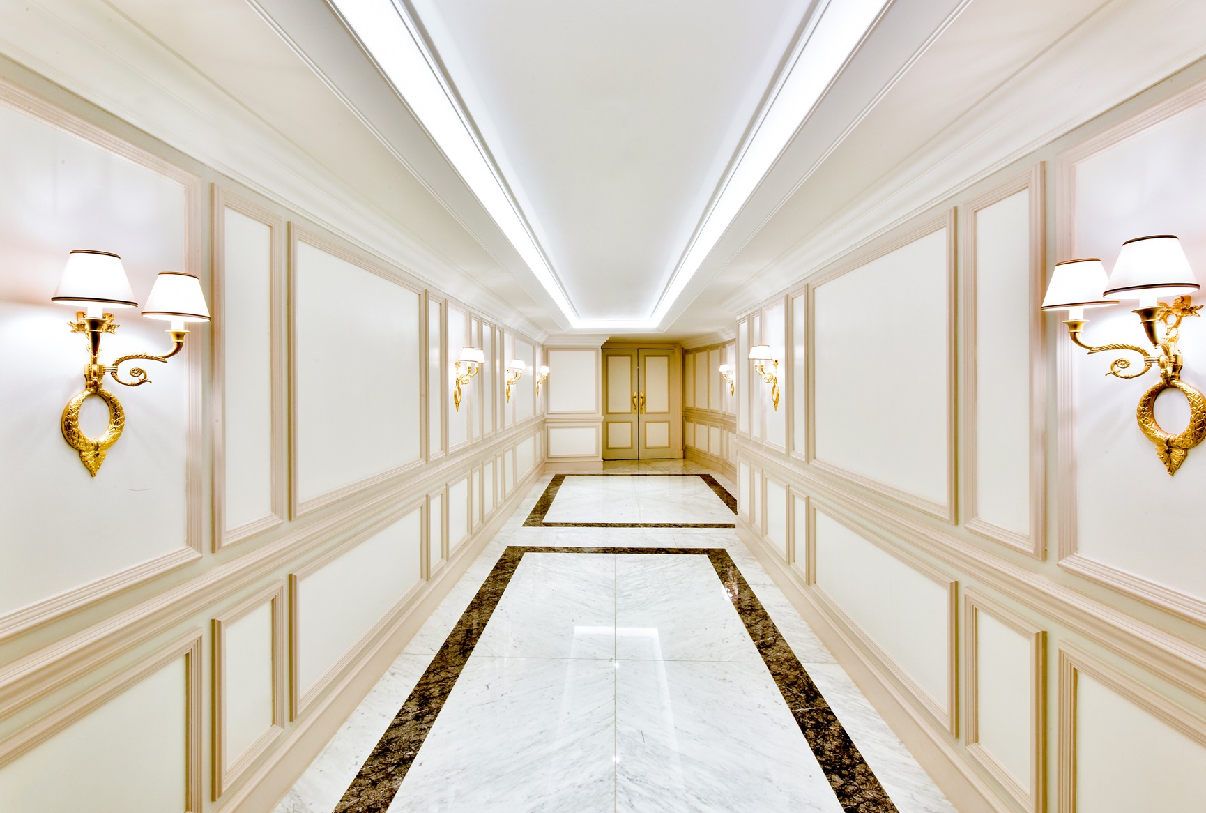 Grand Ballroom corridor at The Landmark London, elegant for high-end events and gatherings.