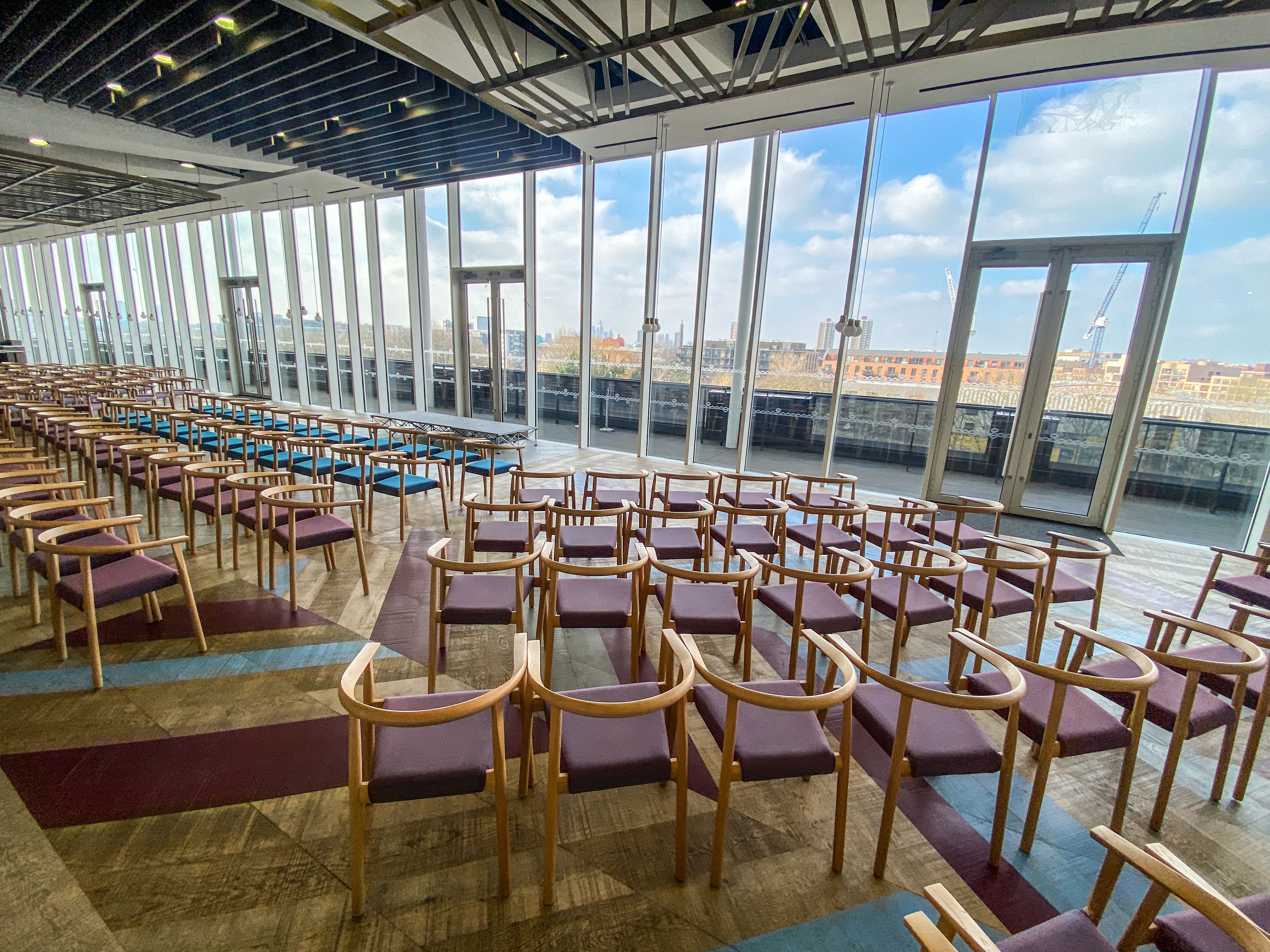 Great Briton event space in London Stadium with natural light, ideal for workshops and meetings.