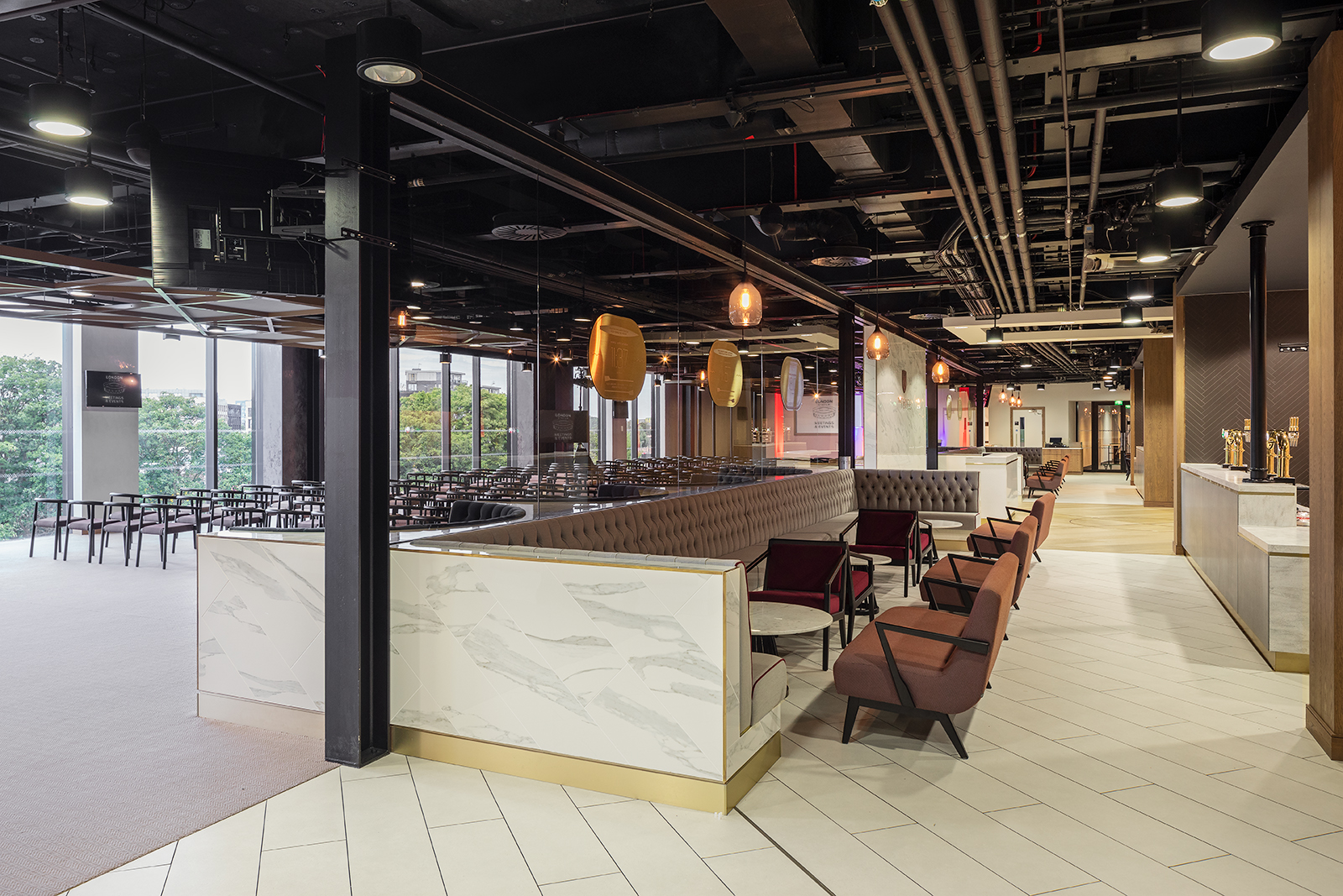 London Stadium Forge: hybrid event venue, modern lounge