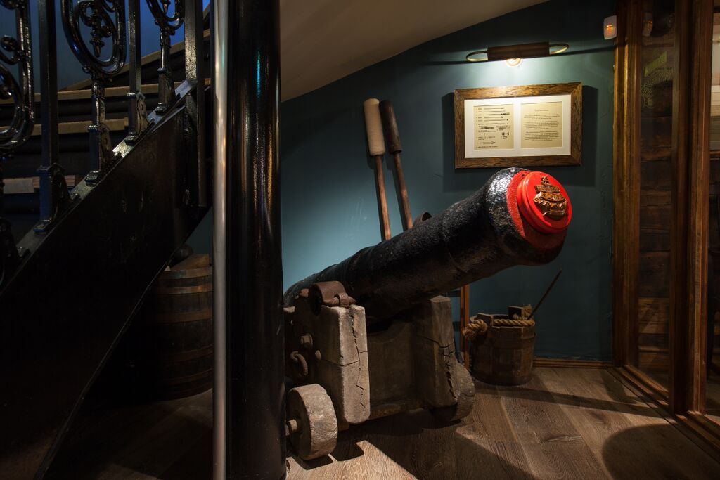 Historic cannon at The Lower Deck, ideal for themed events and corporate gatherings.
