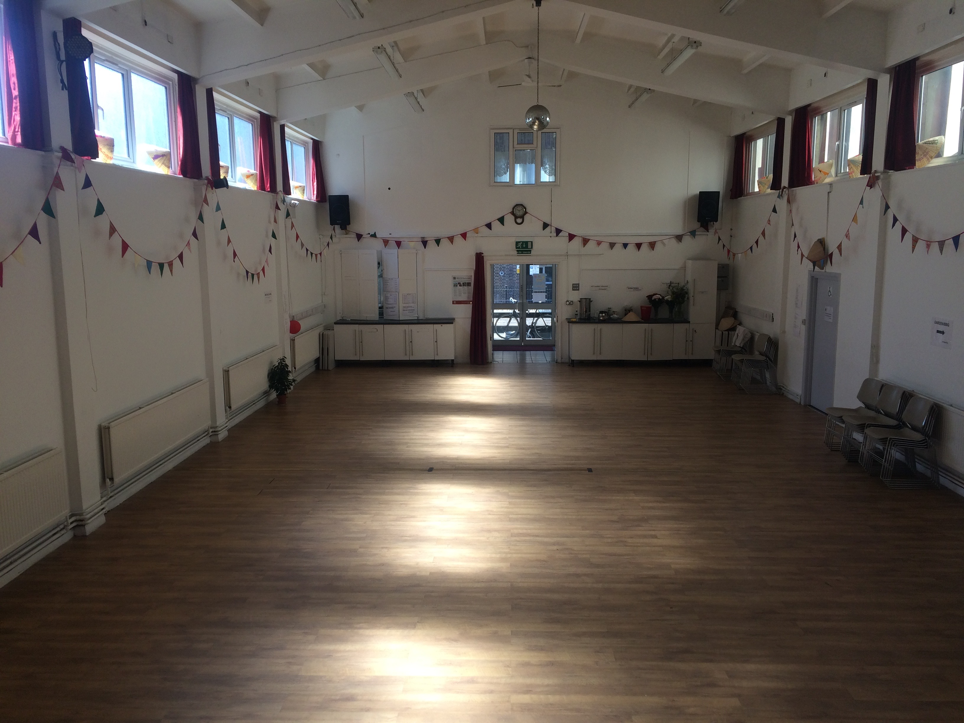Spacious Main Hall at Centre 151, ideal for workshops and social gatherings.