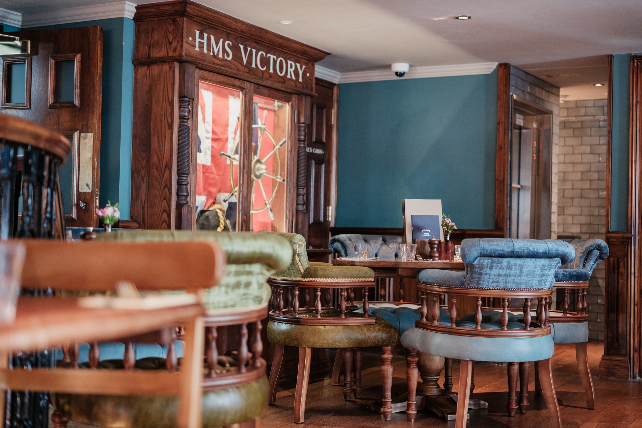 Nautical-themed venue, The Quarter Deck, ideal for casual meetings and themed events.